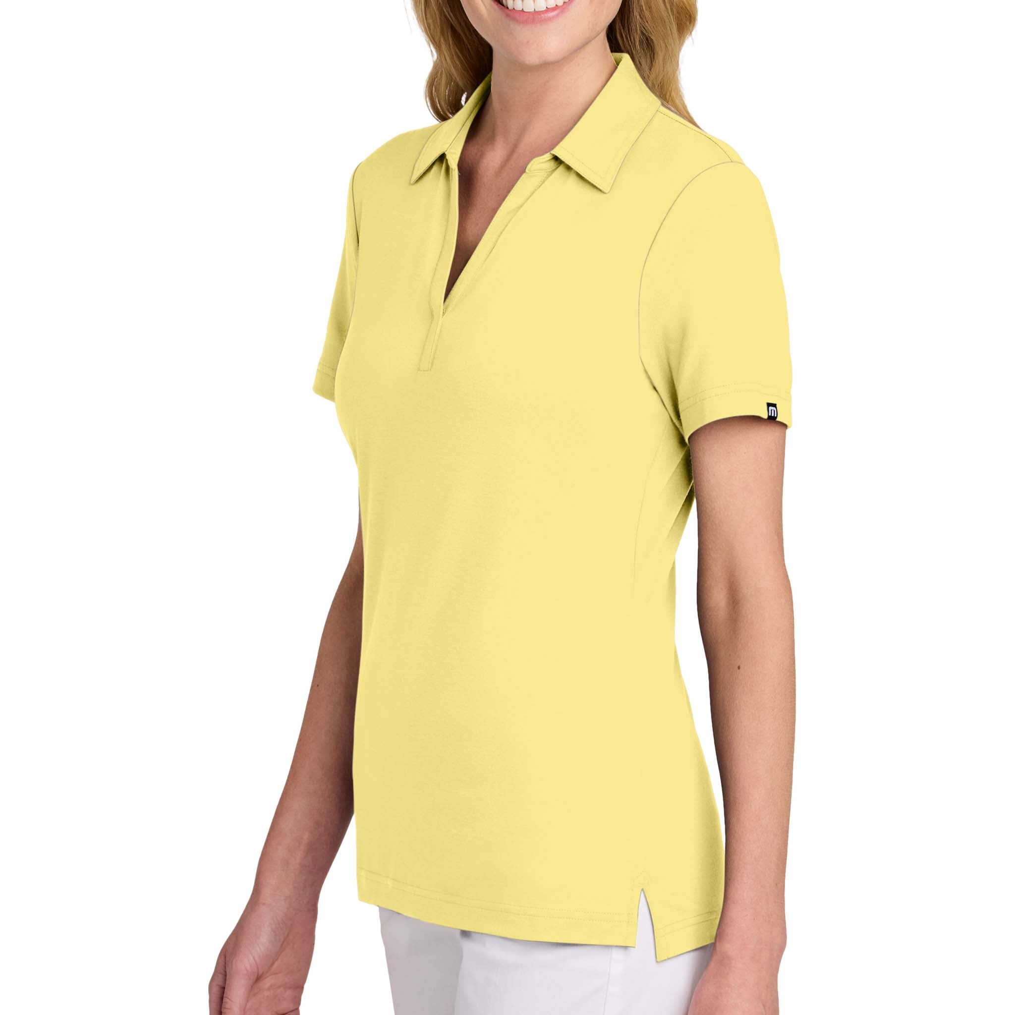 TravisMathew TM1LF071 custom polo in pale yellow, left side view