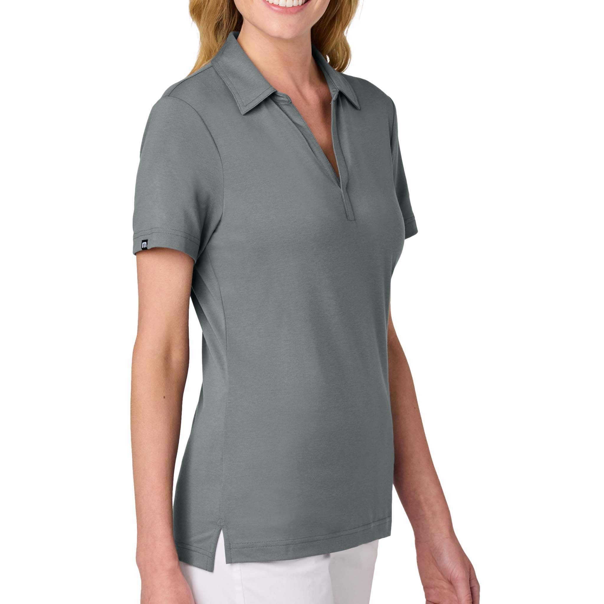TravisMathew TM1LF071 custom polo in quiet shade grey, right side view