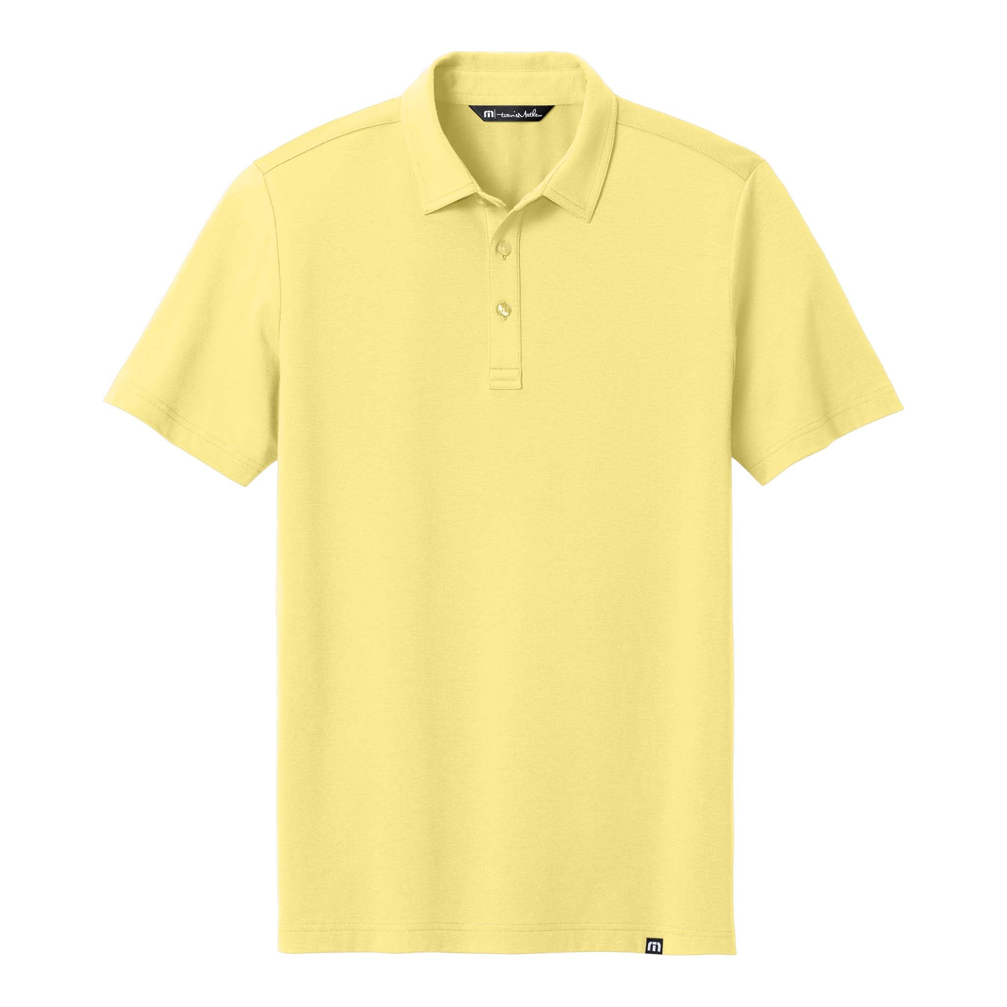 TravisMathew TMA41461 custom polo in pale yellow, front view