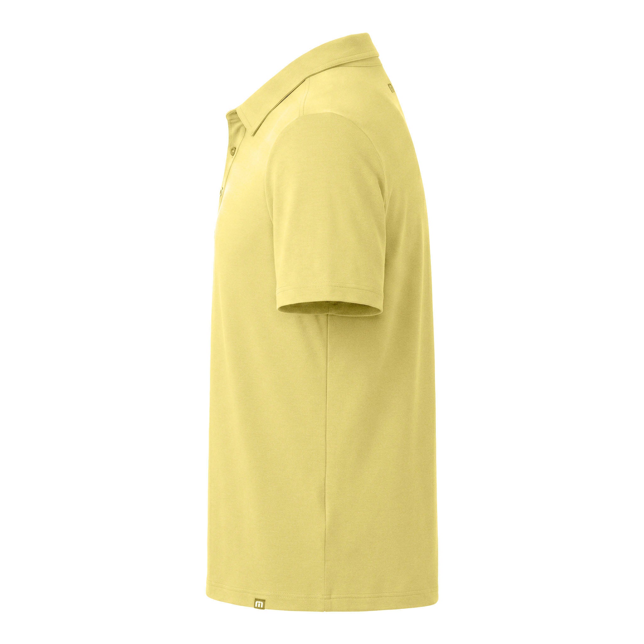 TravisMathew TMA41461 custom polo in pale yellow, left side view