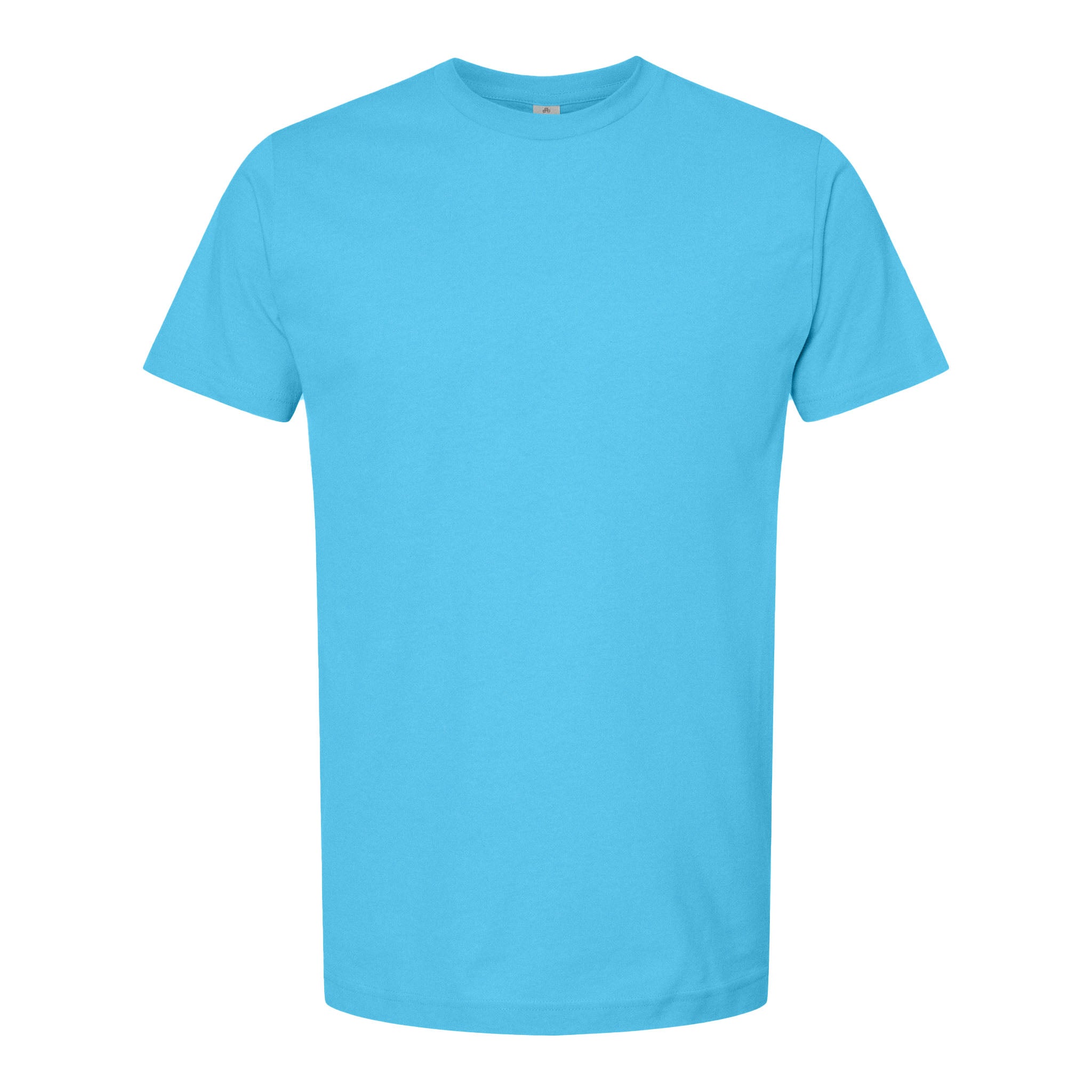 Tultex 202 custom short sleeve t-shirt in aqua, front view