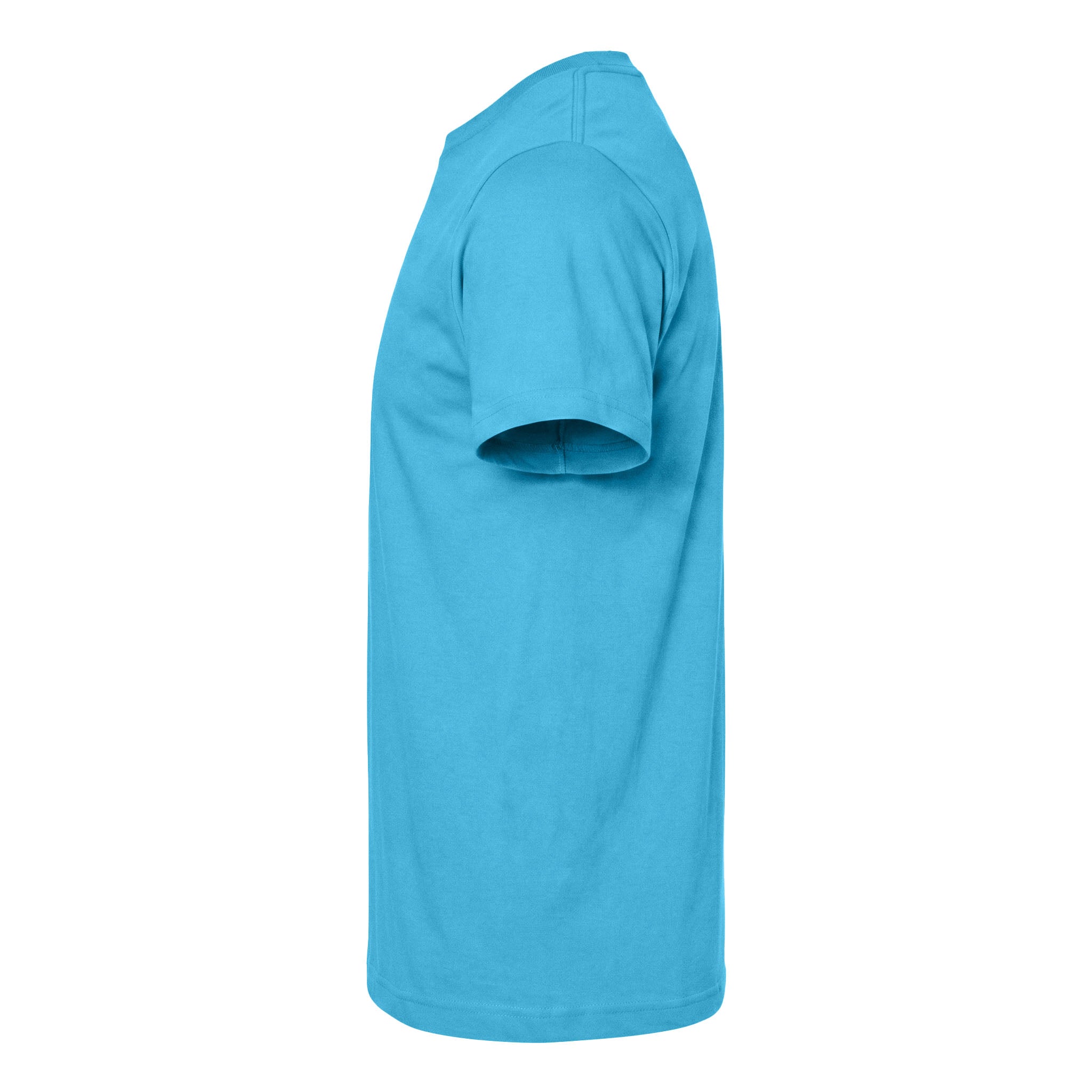 Tultex 202 custom short sleeve t-shirt in aqua, left side view