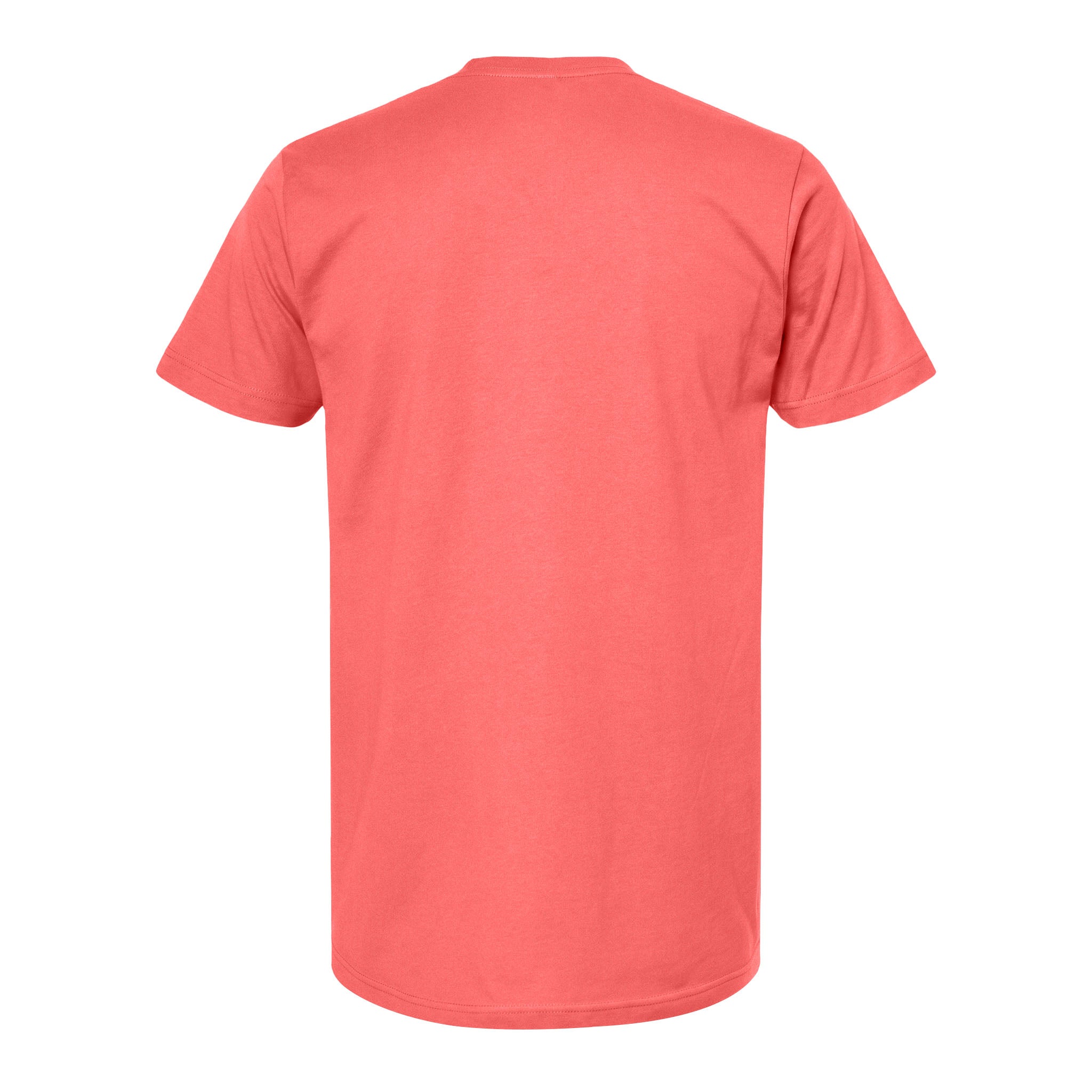 Tultex 202 custom short sleeve t-shirt in bright coral, back view