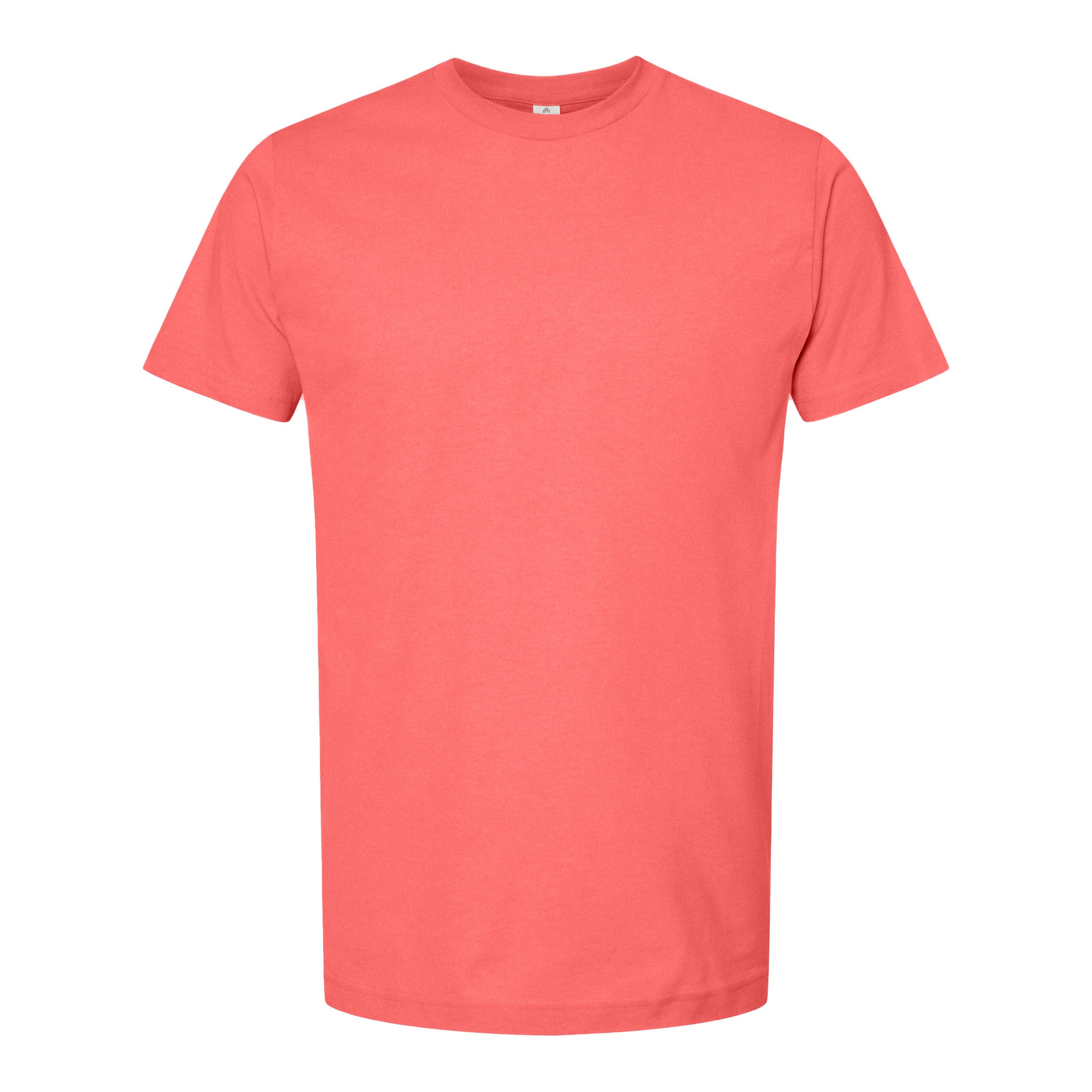 Tultex 202 custom short sleeve t-shirt in bright coral, front view