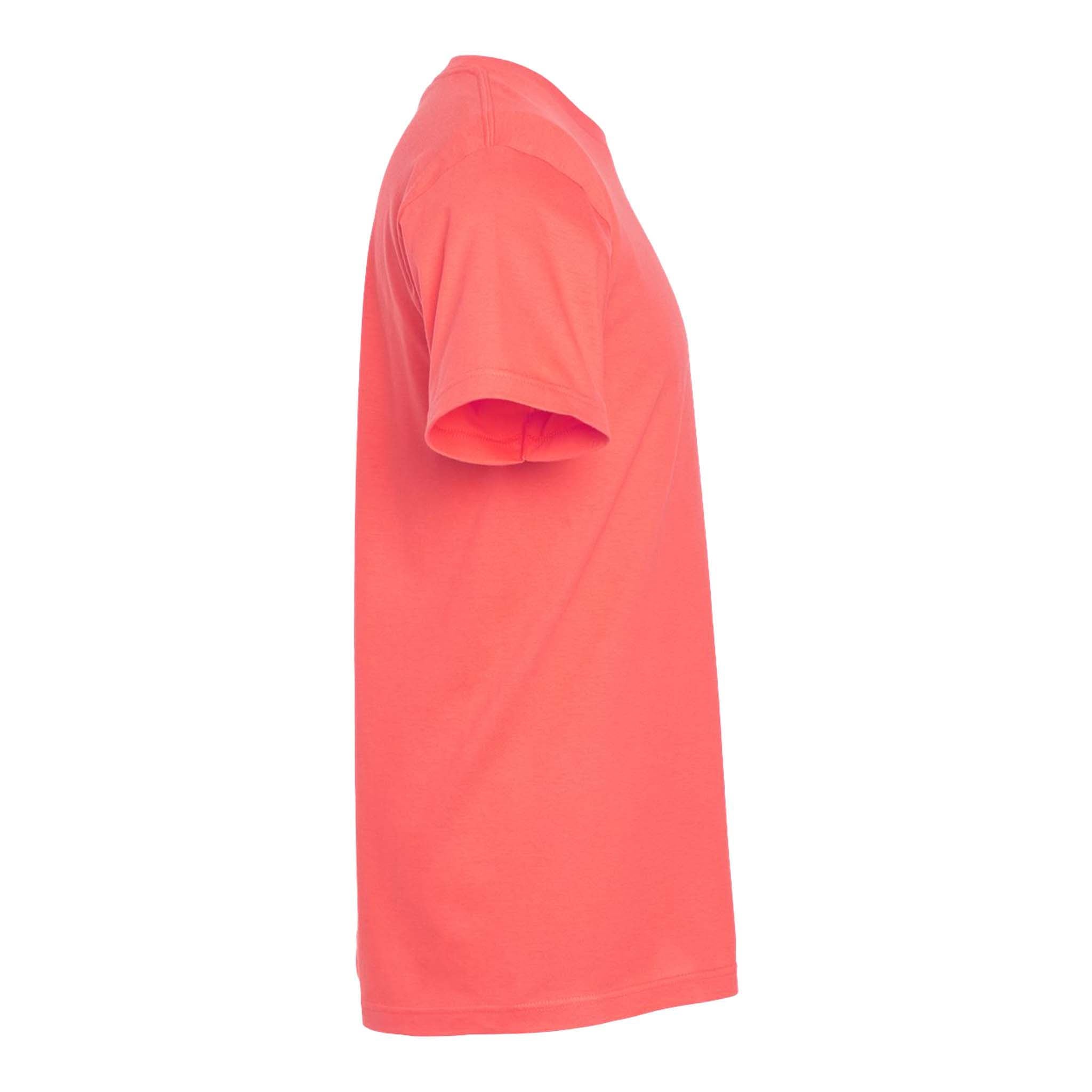 Tultex 202 custom short sleeve t-shirt in bright coral, right side view