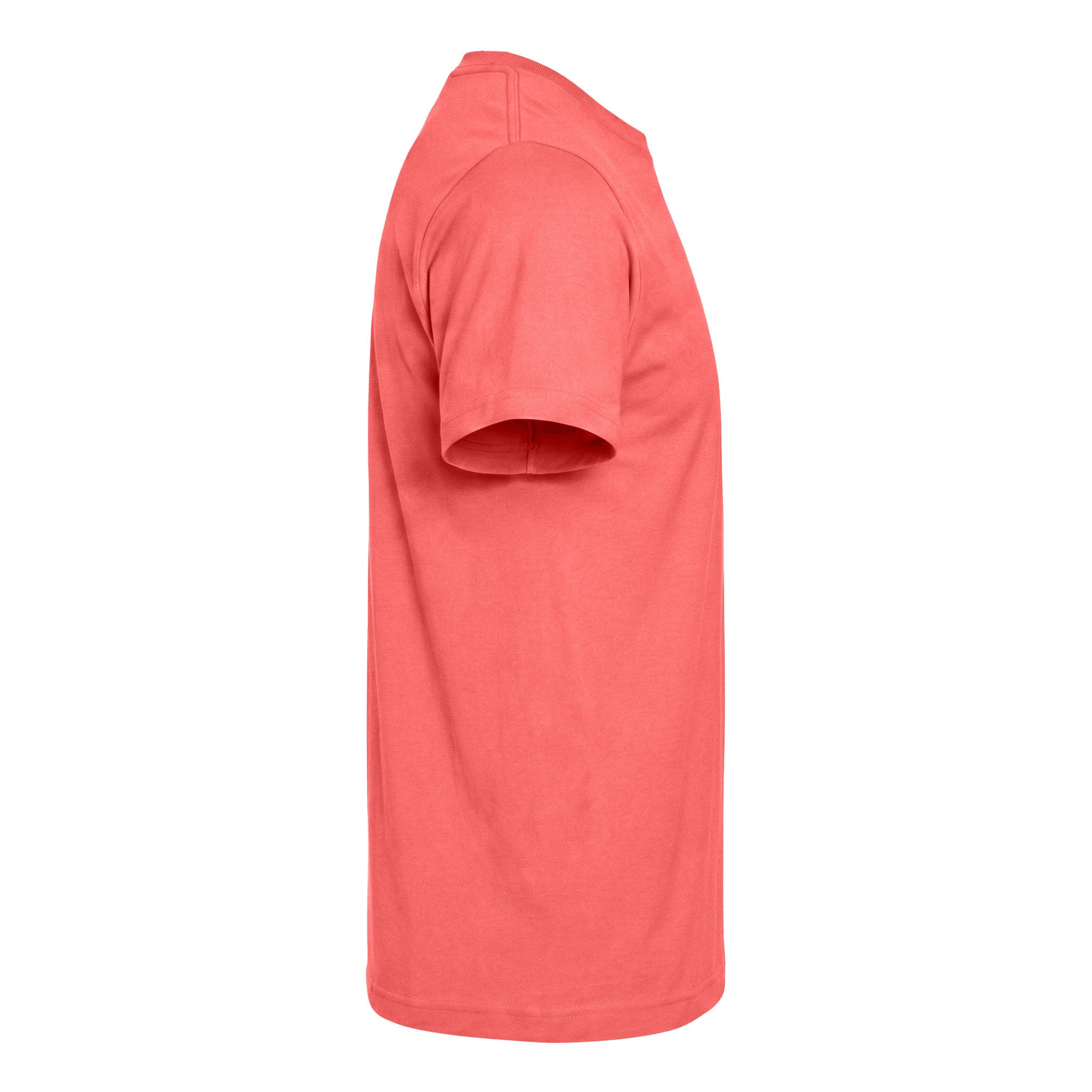 Tultex 202 custom short sleeve t-shirt in bright coral, right side view