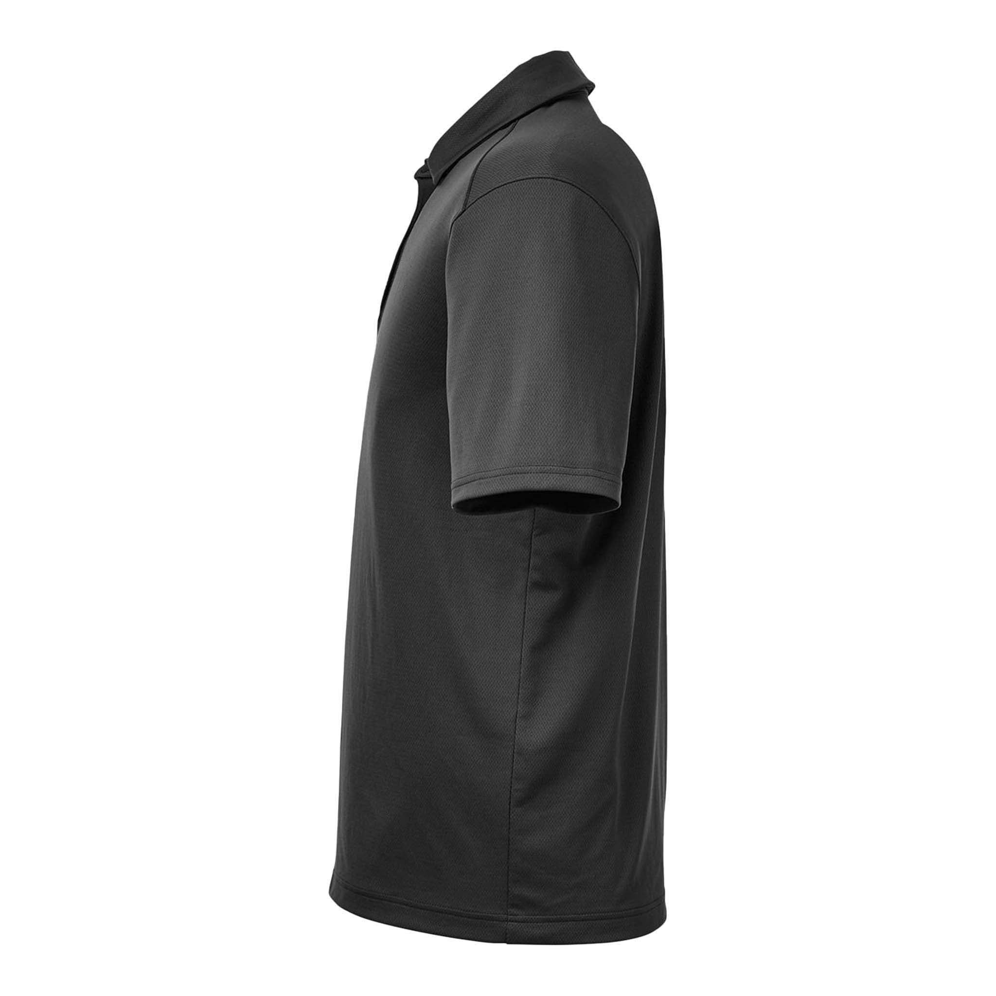 Under Armour 1370399 custom polo in black and white, left side view