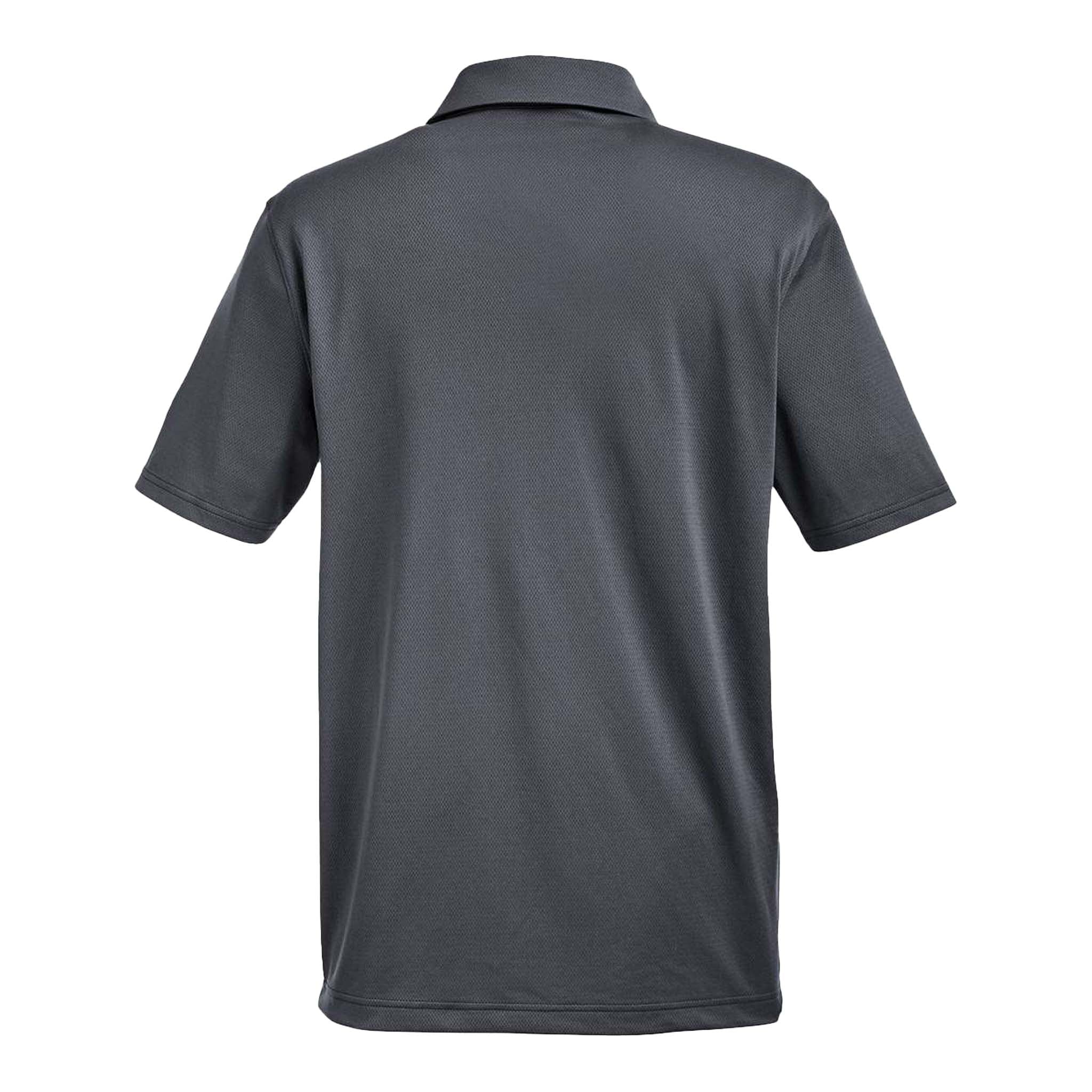 Under Armour 1370399 custom polo in cs grey light heather and white, back view