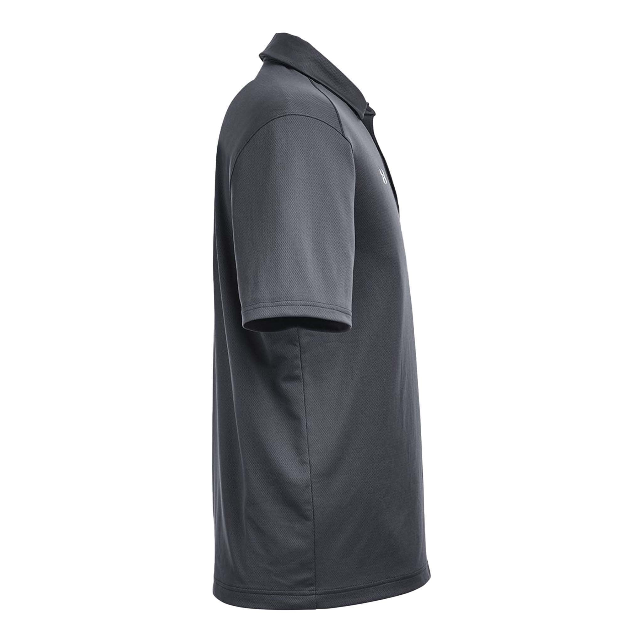 Under Armour 1370399 custom polo in cs grey light heather and white, right side view