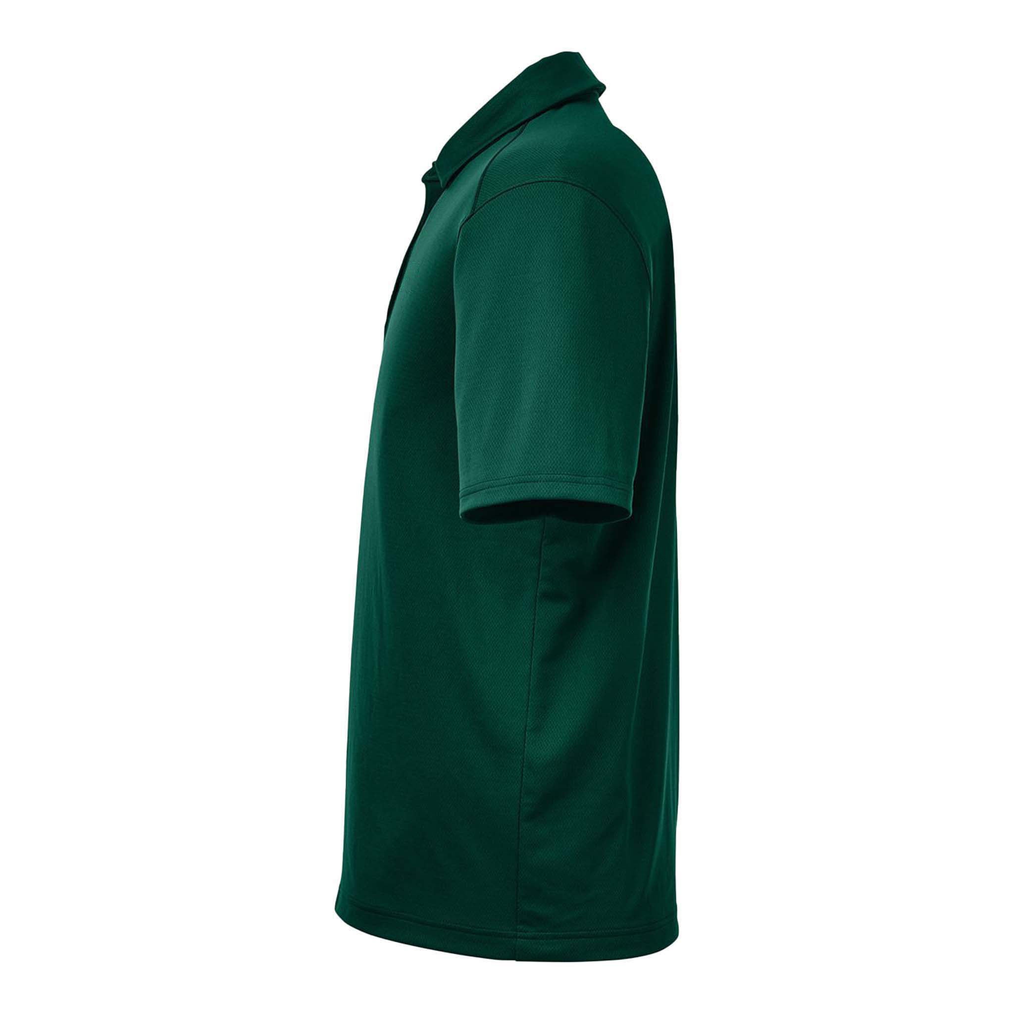 Under Armour 1370399 custom polo in forest green and white, left side view