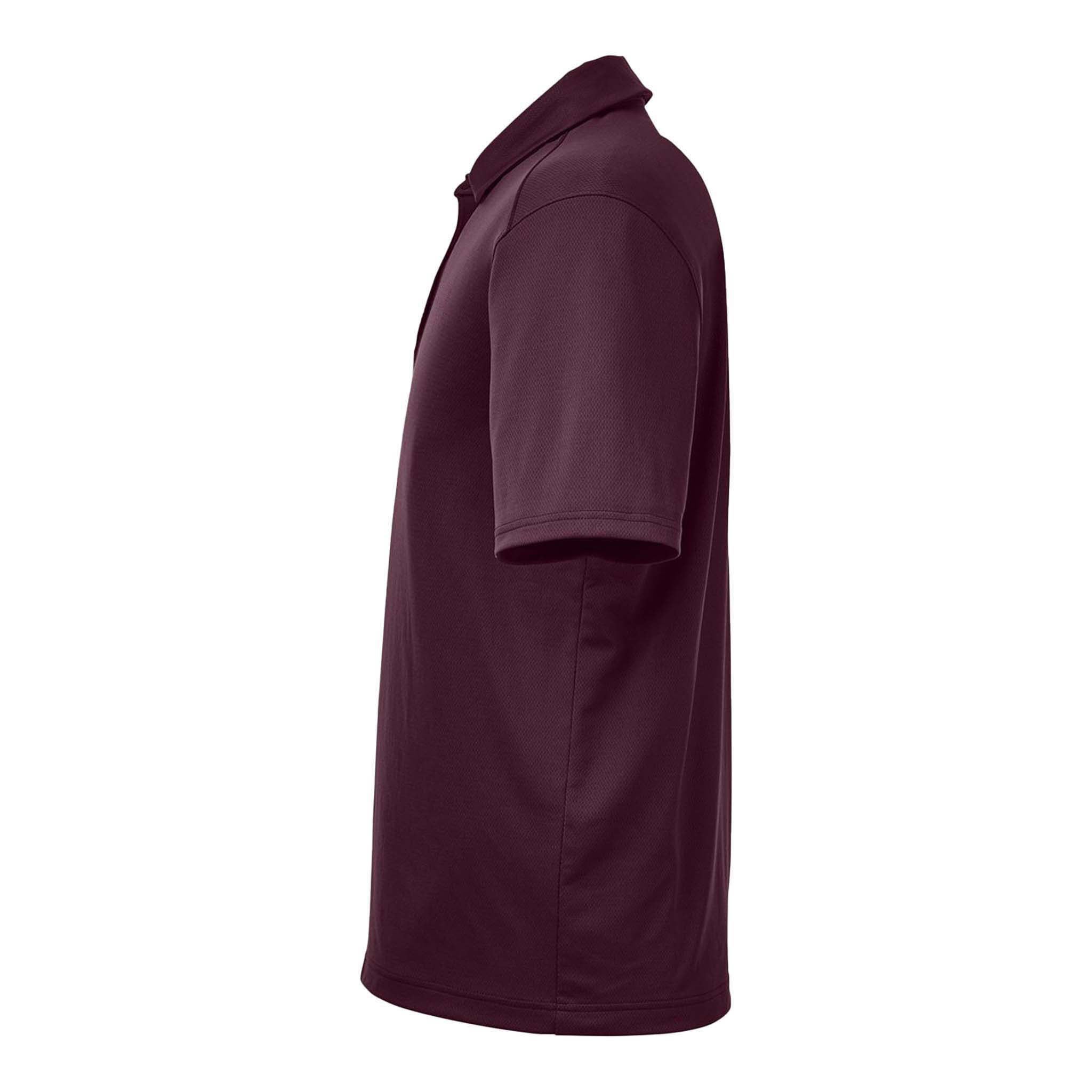 Under Armour 1370399 custom polo in maroon and white, left side view