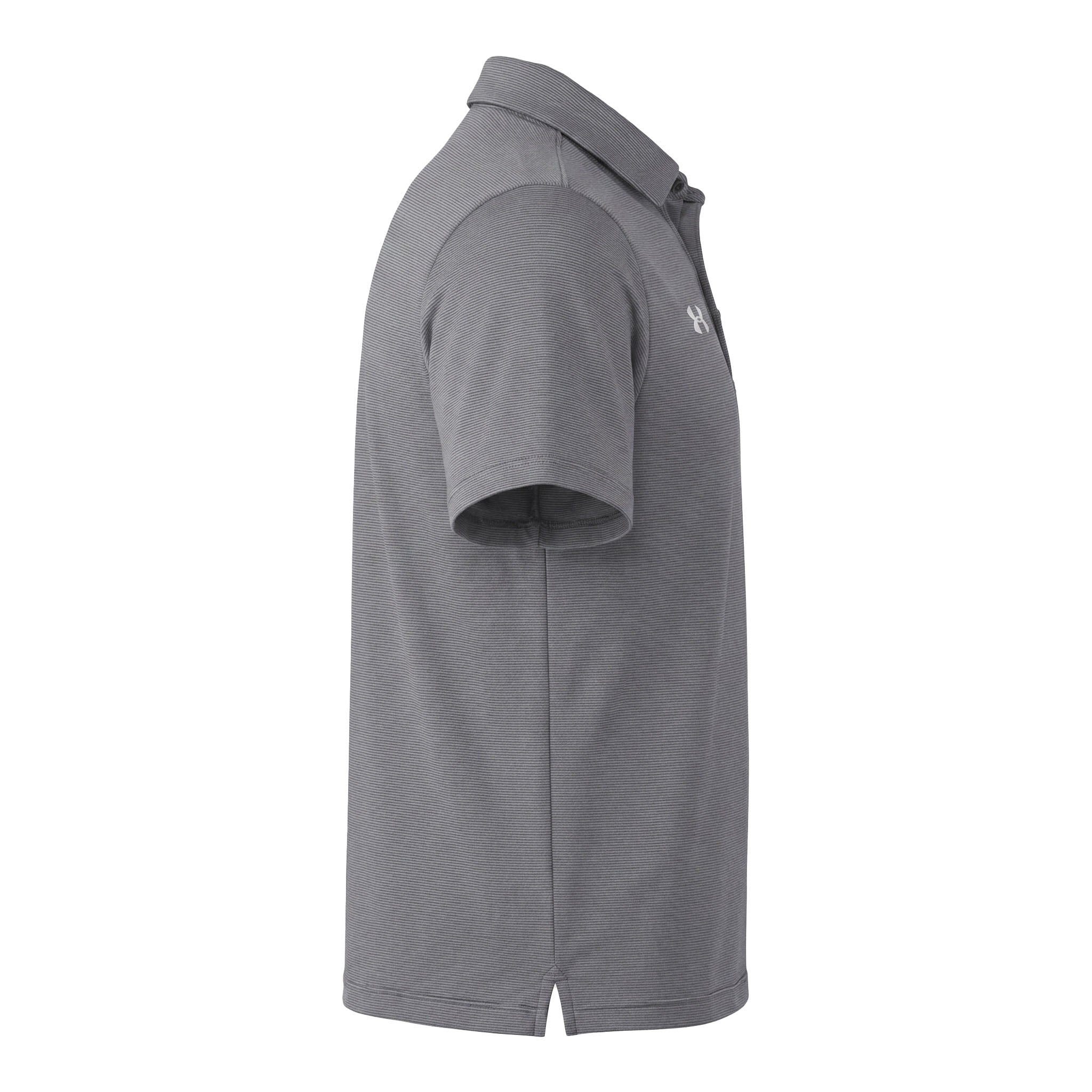 Under Armour 1389853 custom polo in black and white, right side view