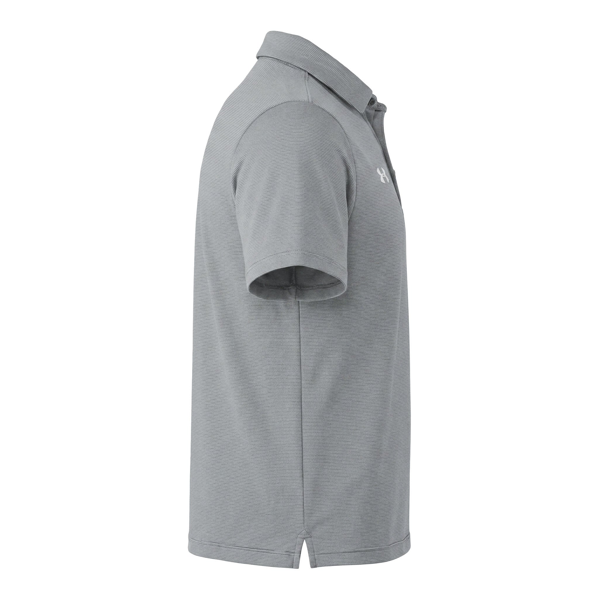 Under Armour 1389853 custom polo in mod grey and white, right side view