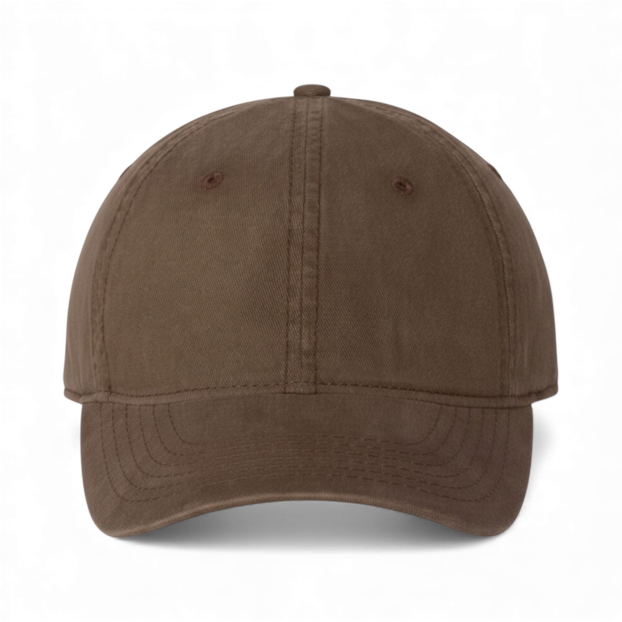 Front view of Valucap AH35 custom hat in brown