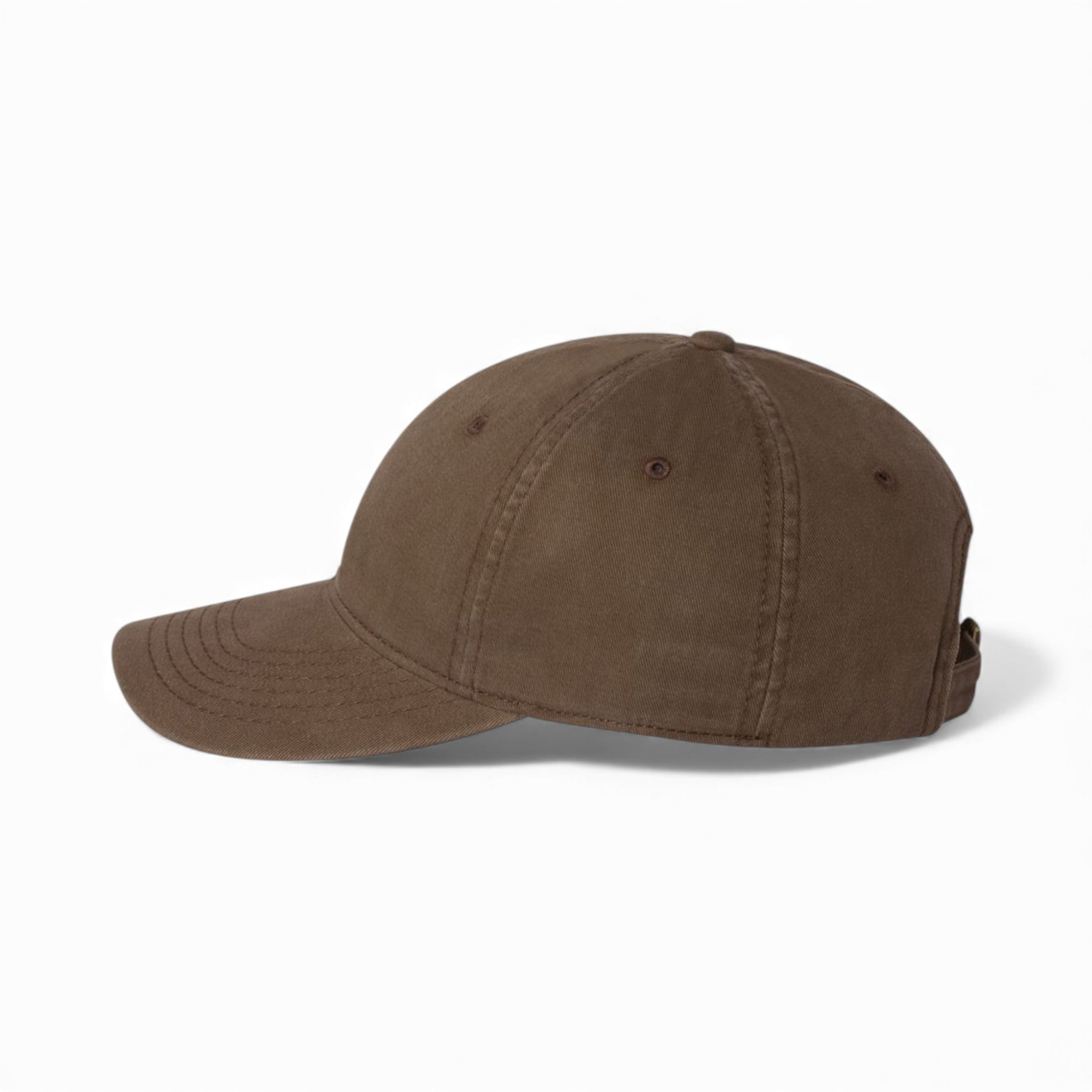 Left side view of Valucap AH35 custom hat in brown