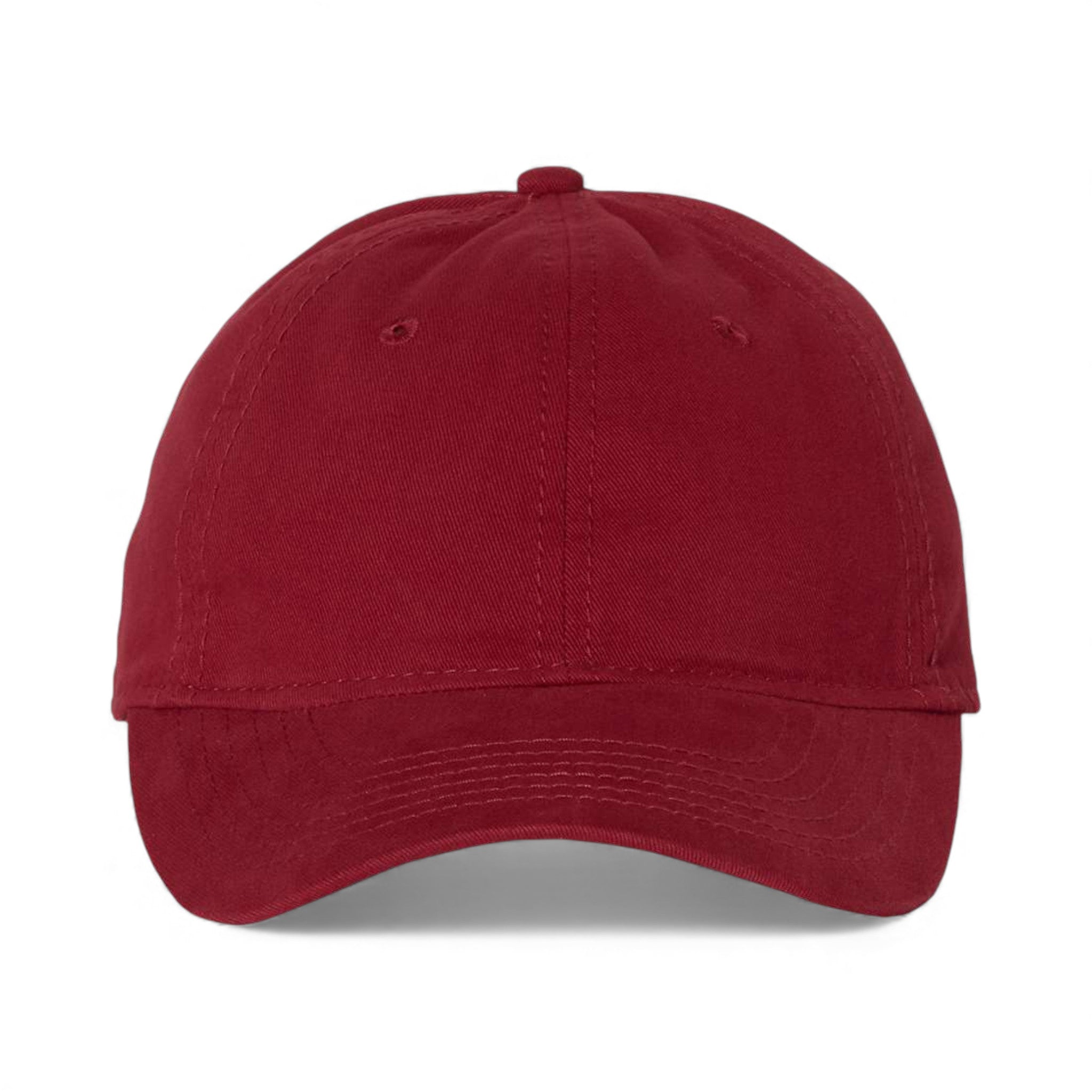 Front view of Valucap AH35 custom hat in cardinal