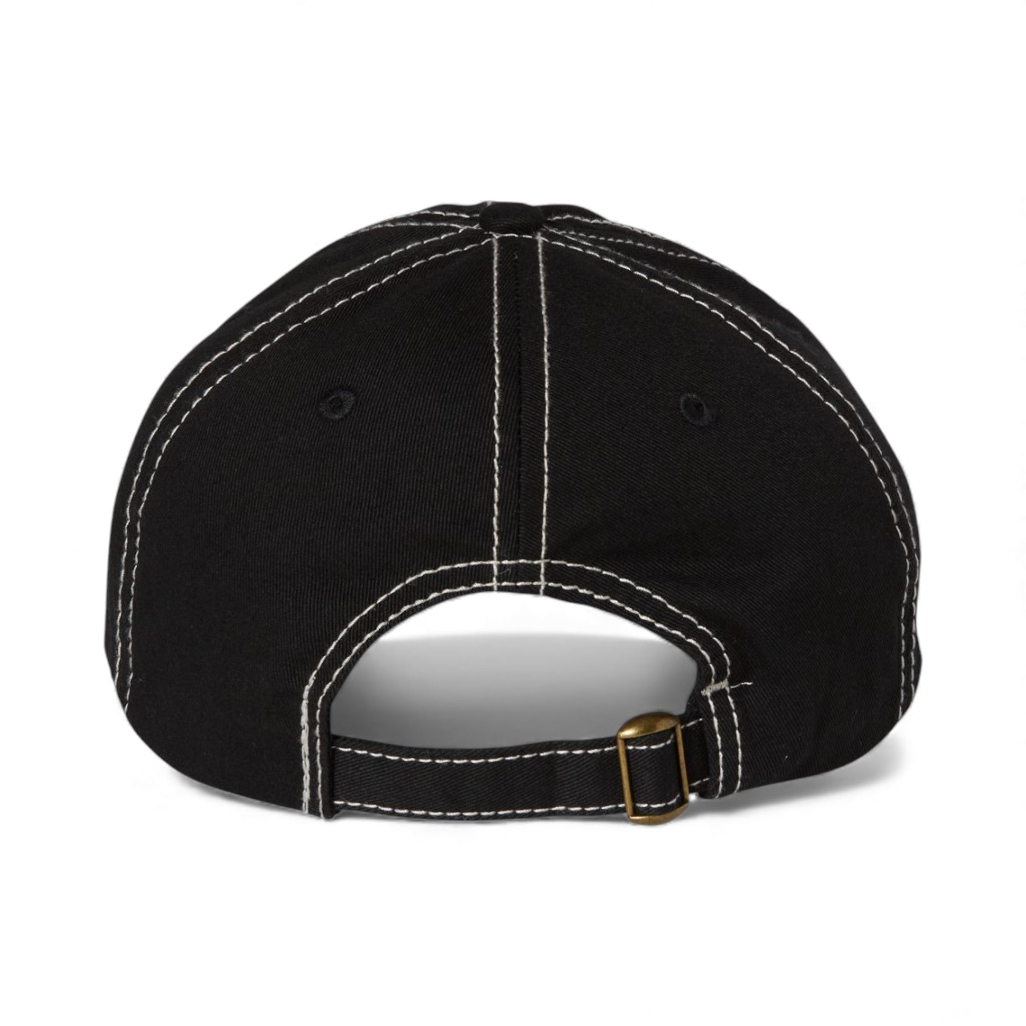 Back view of Valucap VC300A custom hat in black and stone stitch