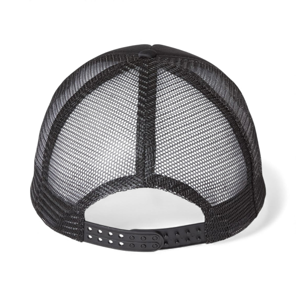 Back view of Valucap VC700 custom hat in black and black
