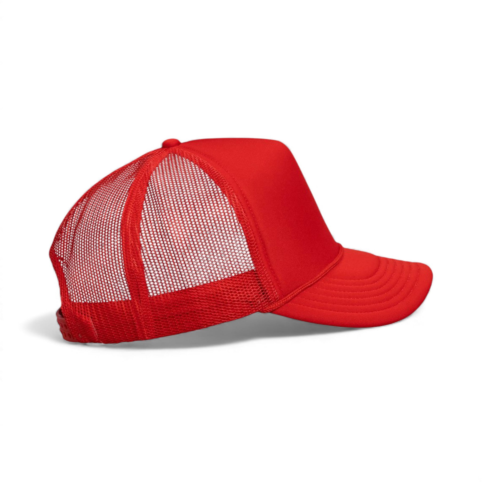Right side view of Valucap VC700 custom hat in red and red