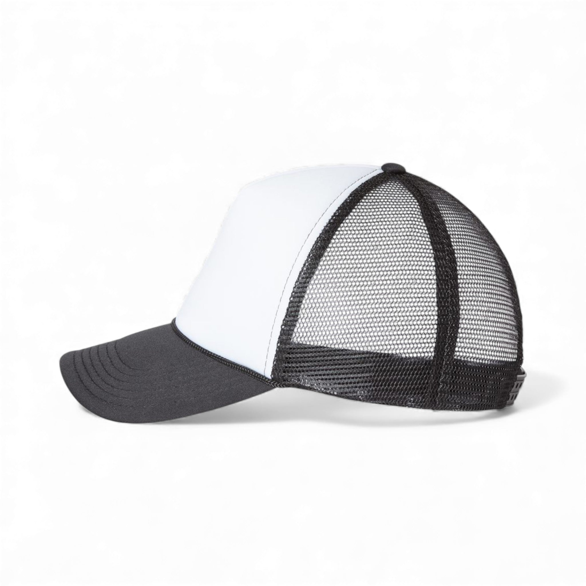 Left side view of Valucap VC700 custom hat in white and black