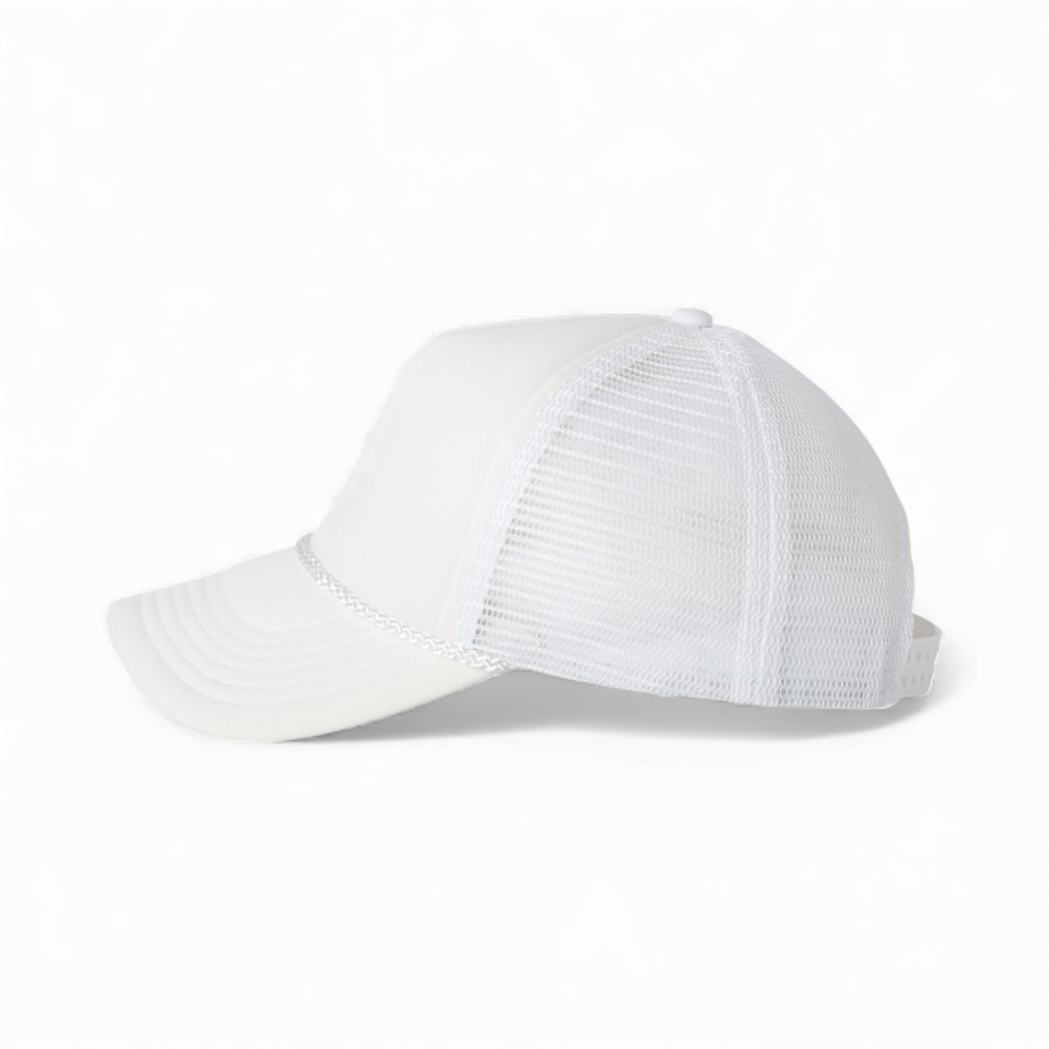 Left side view of Valucap VC700 custom hat in white and white