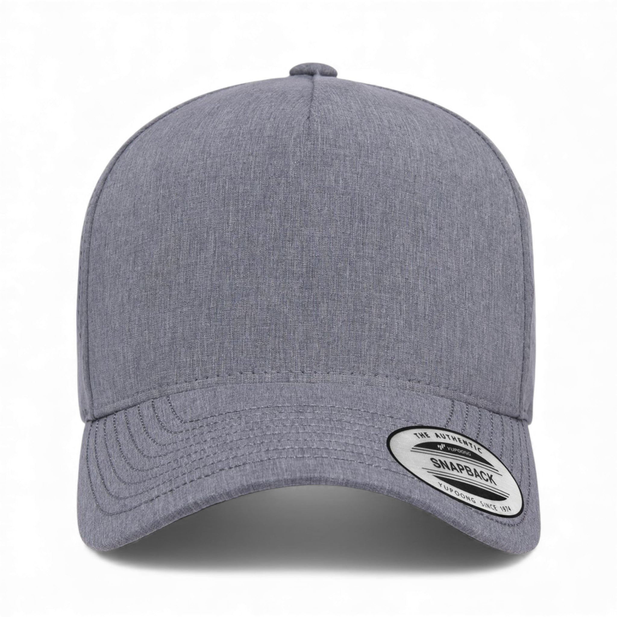 Front view of YP Classics 5389AP custom hat in heather grey