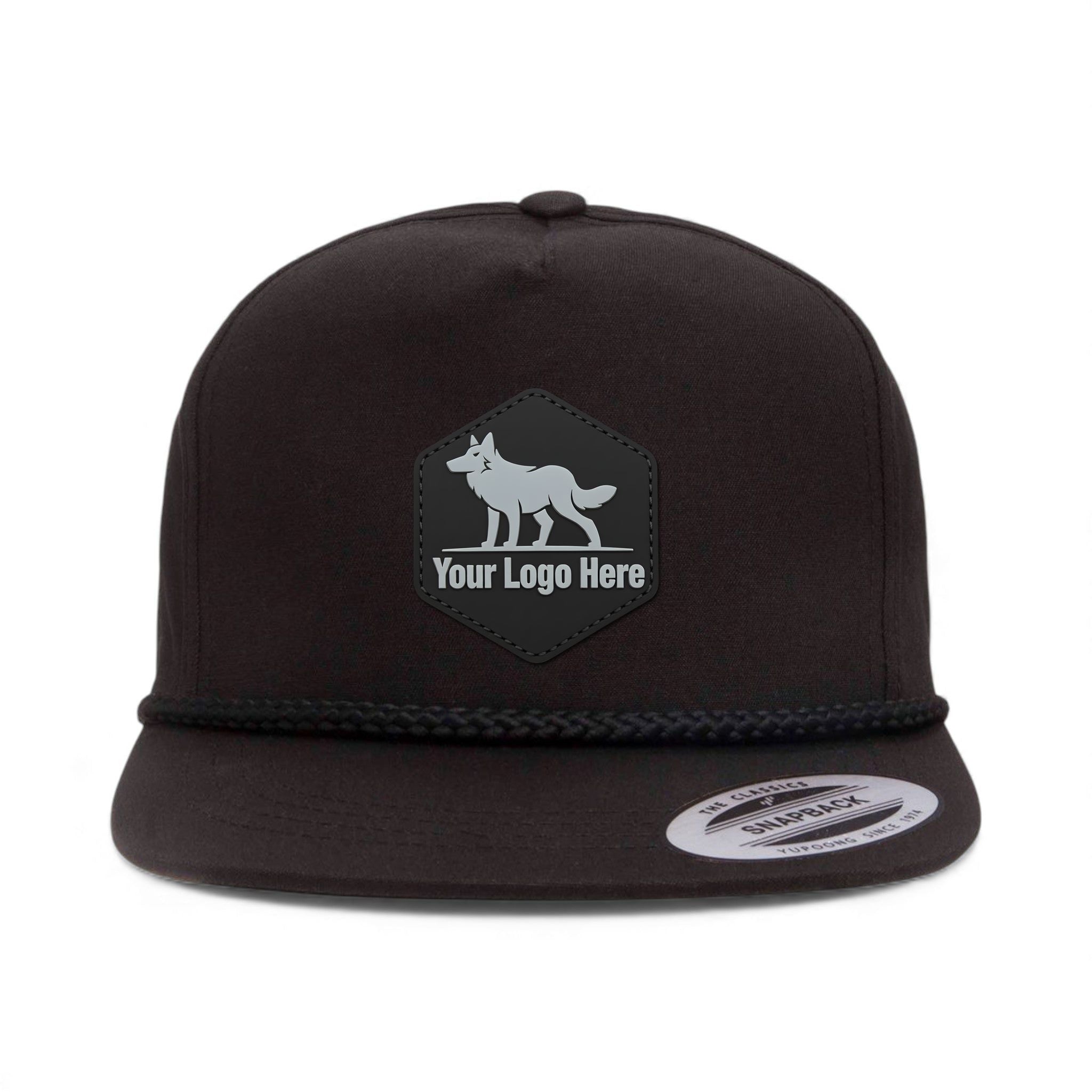PVC patch preview of YP Classics 6002YP custom hat in black