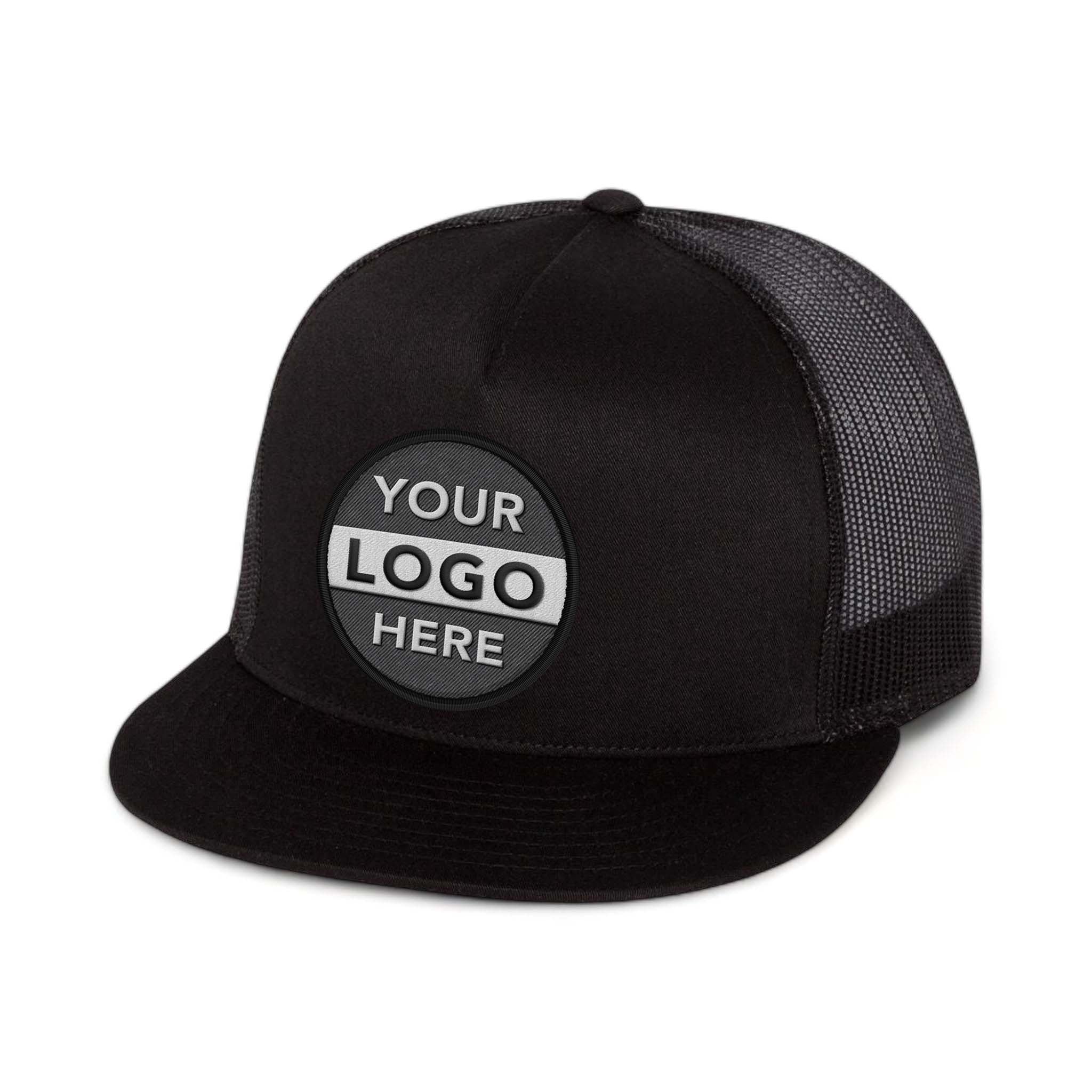 YP Classics 6006 custom embroidered patch hat in black