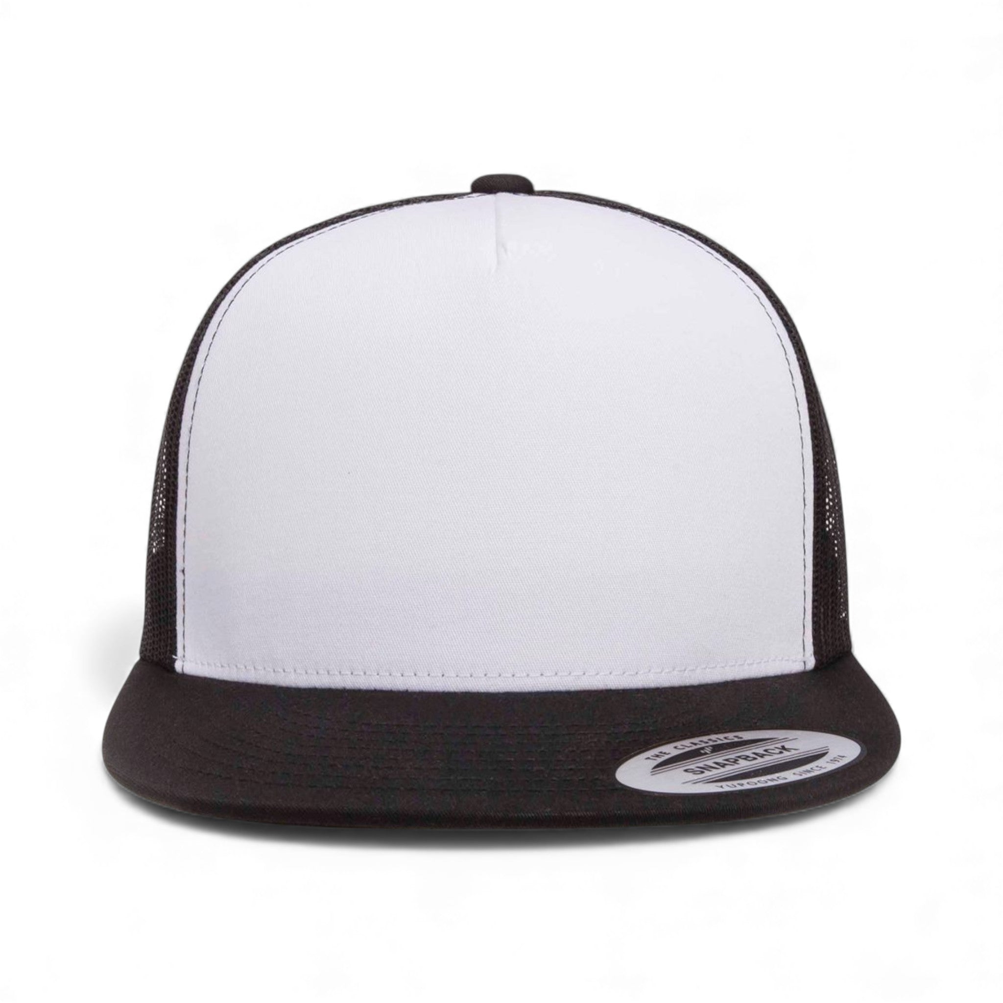 Front view of YP Classics 6006 custom hat in black, white and black