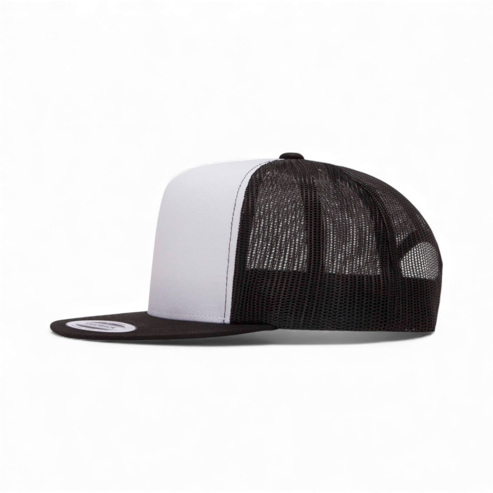 Left side view of YP Classics 6006 custom hat in black, white and black