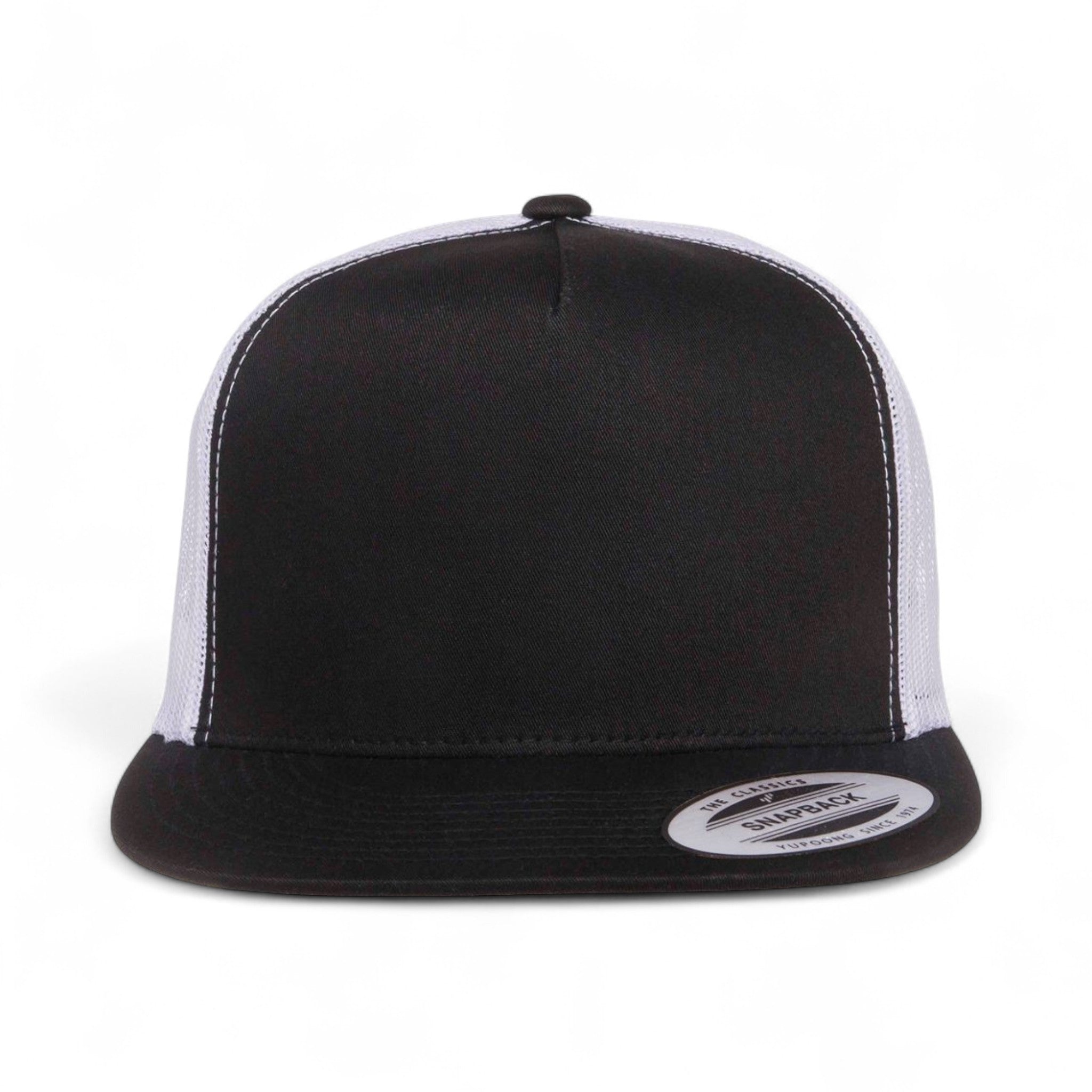 Front view of YP Classics 6006 custom hat in black and white