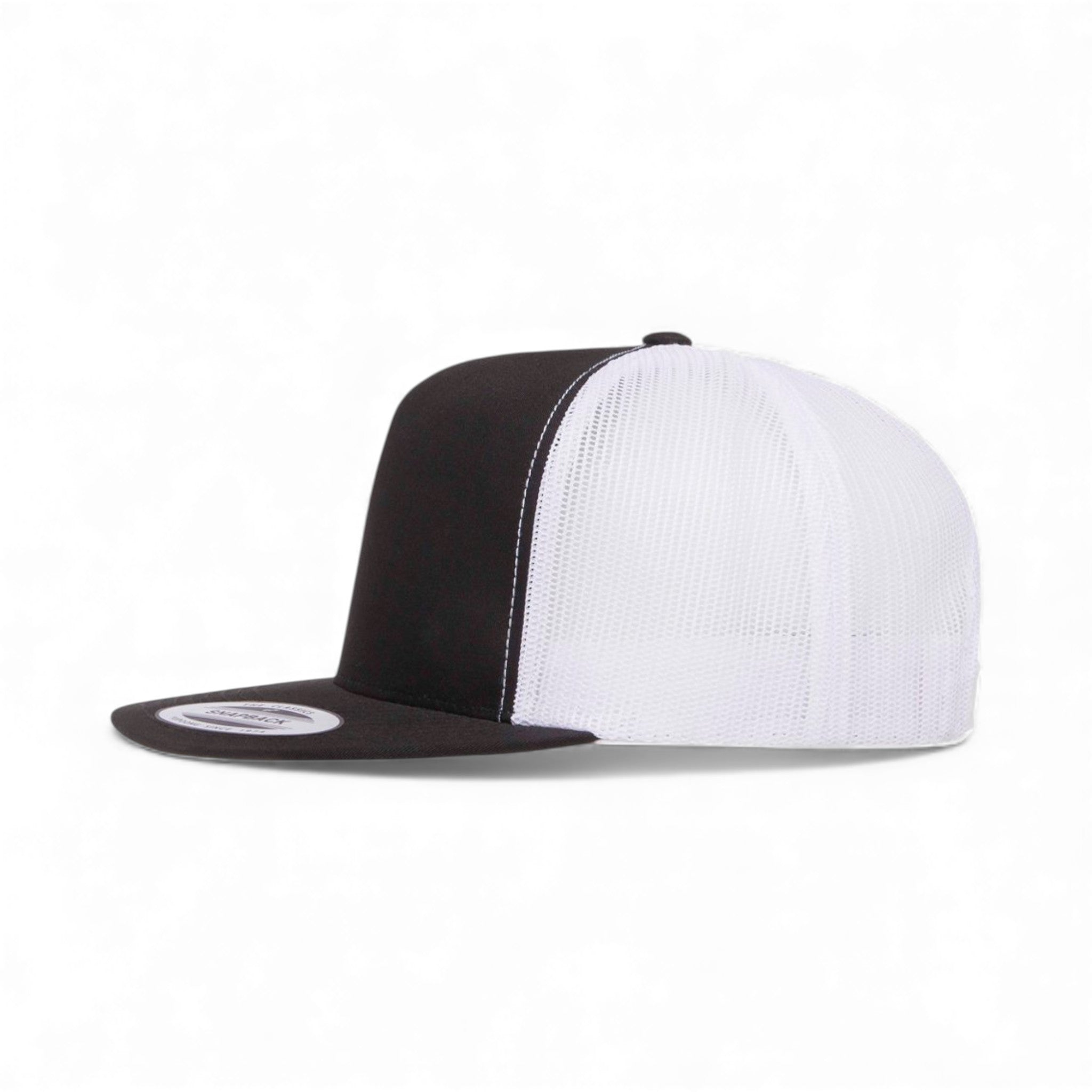Left side view of YP Classics 6006 custom hat in black and white