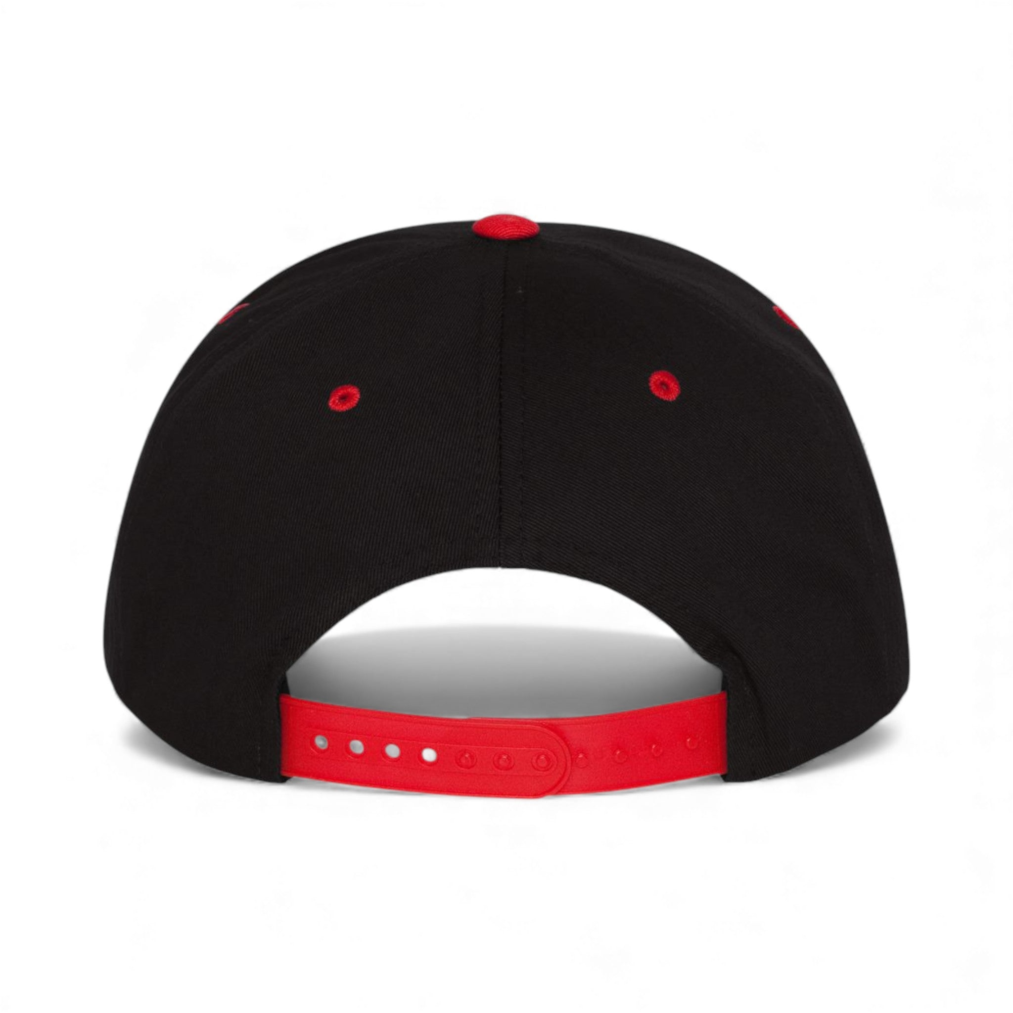 Back view of YP Classics 6007 custom hat in black and red