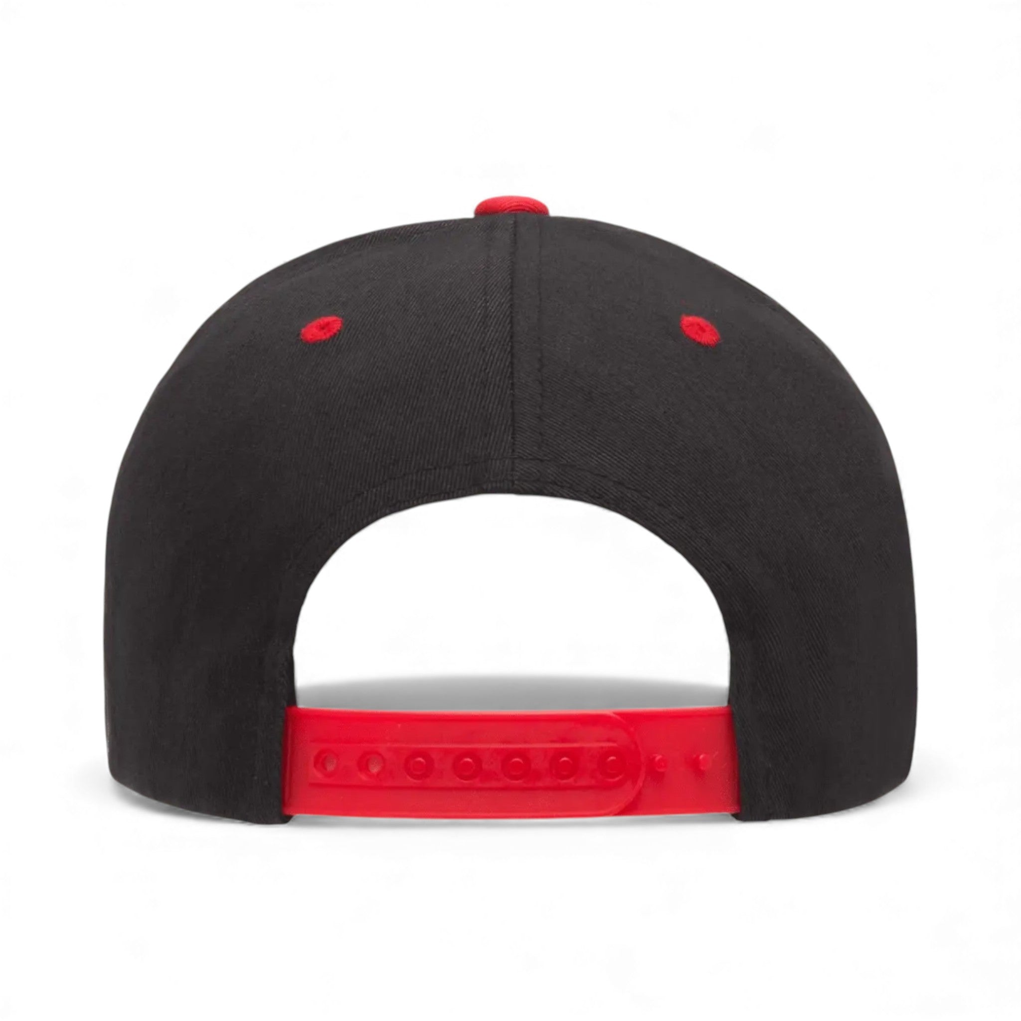 Back view of YP Classics 6007 custom hat in black and red