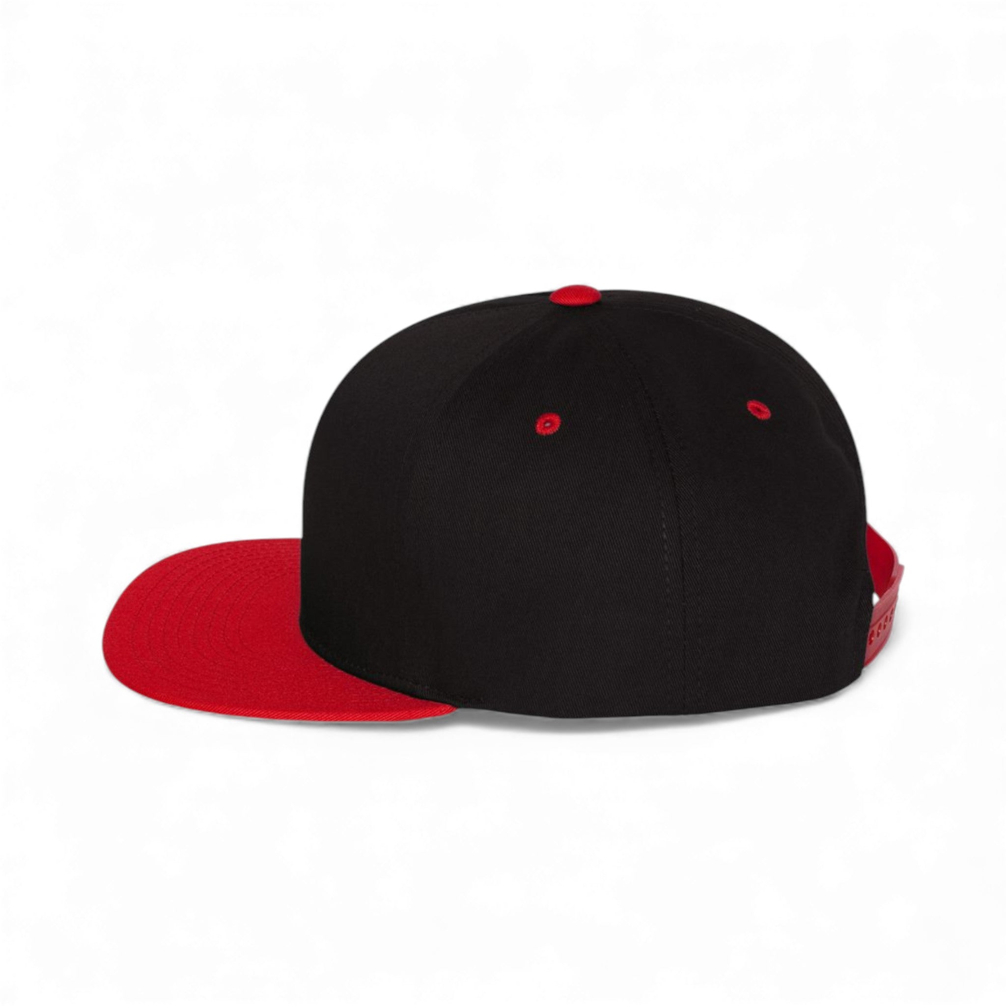 Left side view of YP Classics 6007 custom hat in black and red