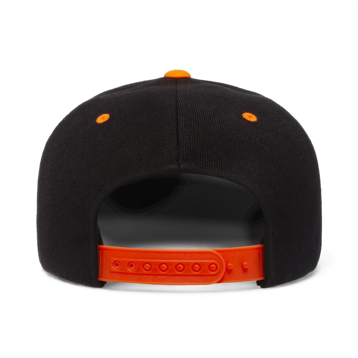 Back view of YP Classics 6089M custom hat in black and neon orange