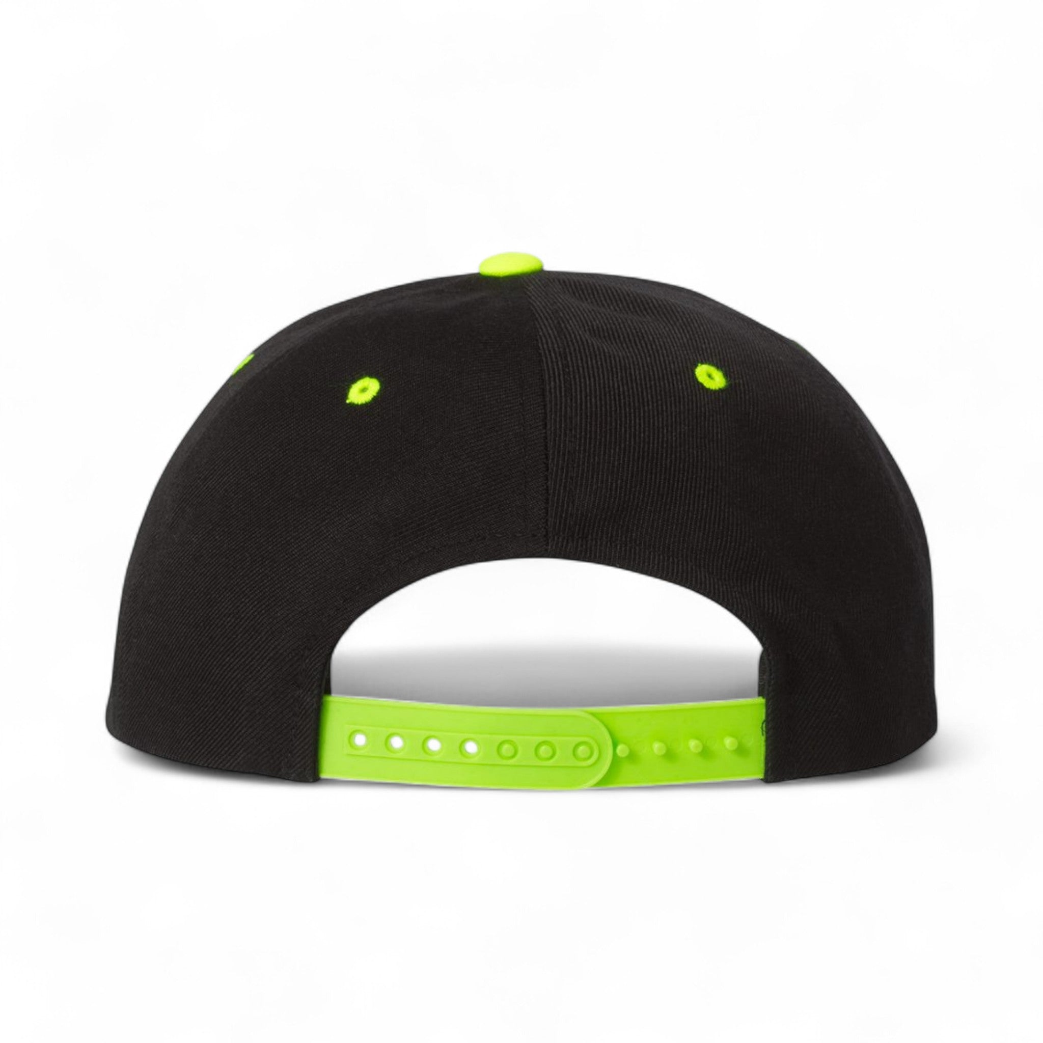 Back view of YP Classics 6089M custom hat in black and neon green