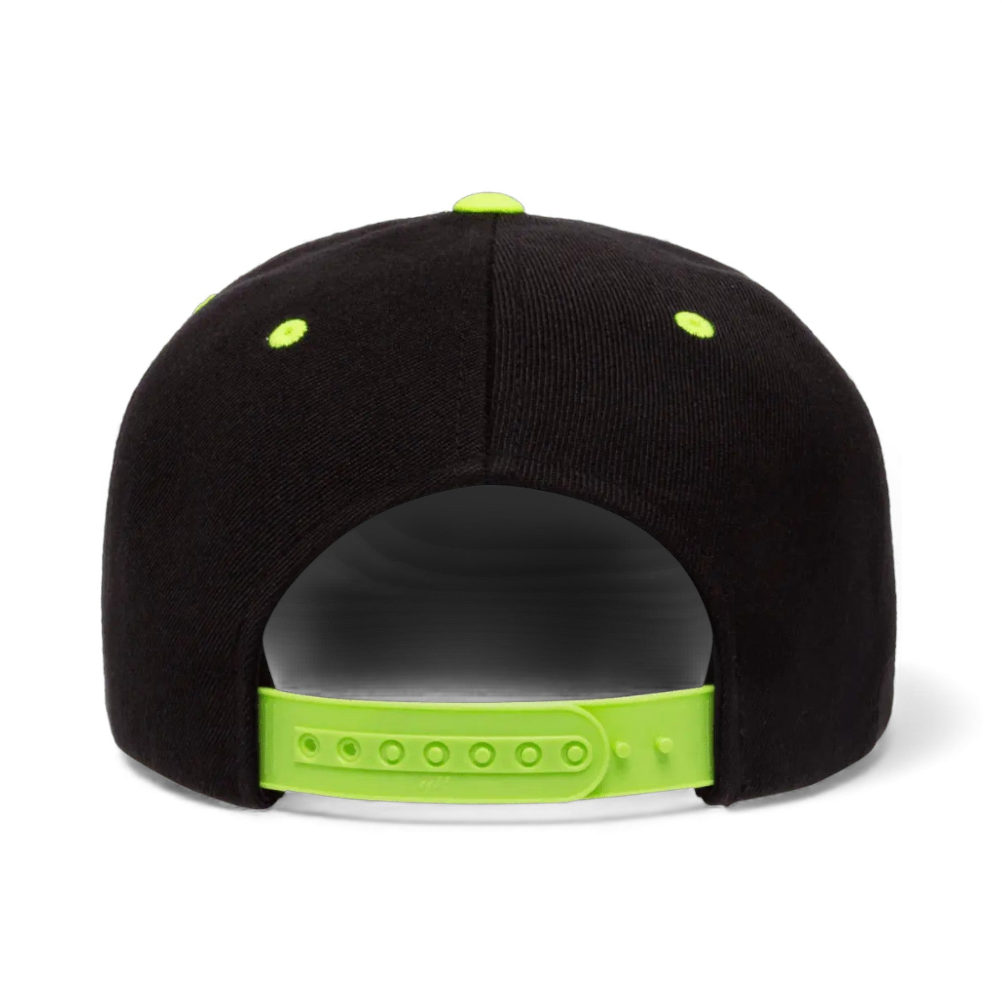 Back view of YP Classics 6089M custom hat in black and neon green