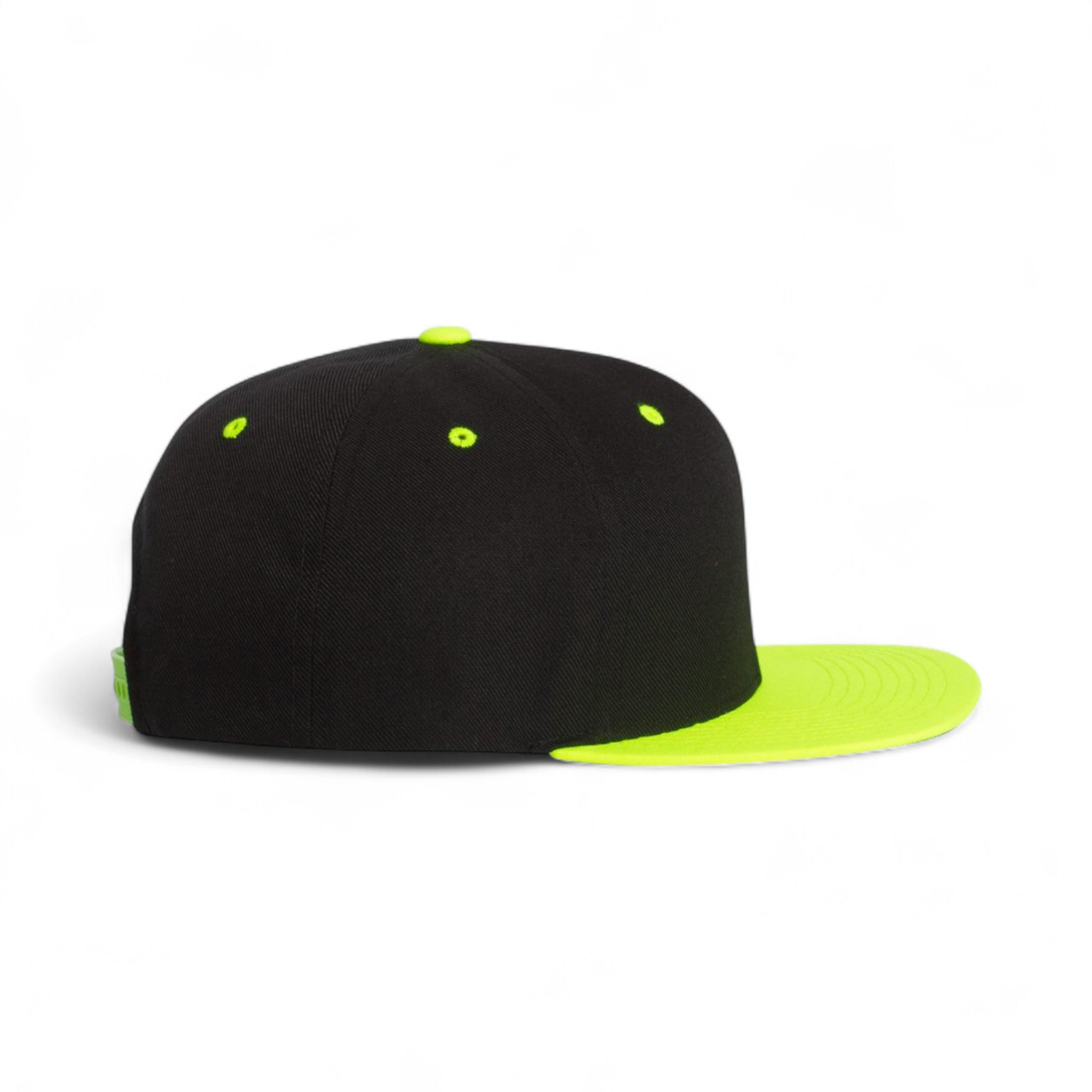 Right side view of YP Classics 6089M custom hat in black and neon green