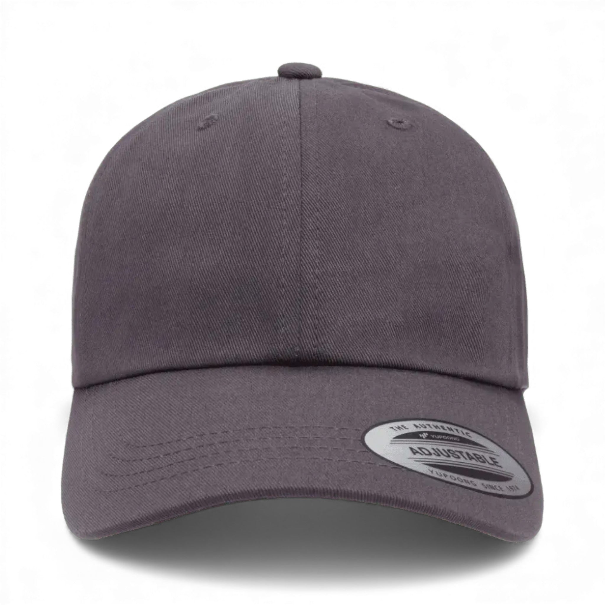 Front view of YP Classics 6245CM custom hat in dark grey
