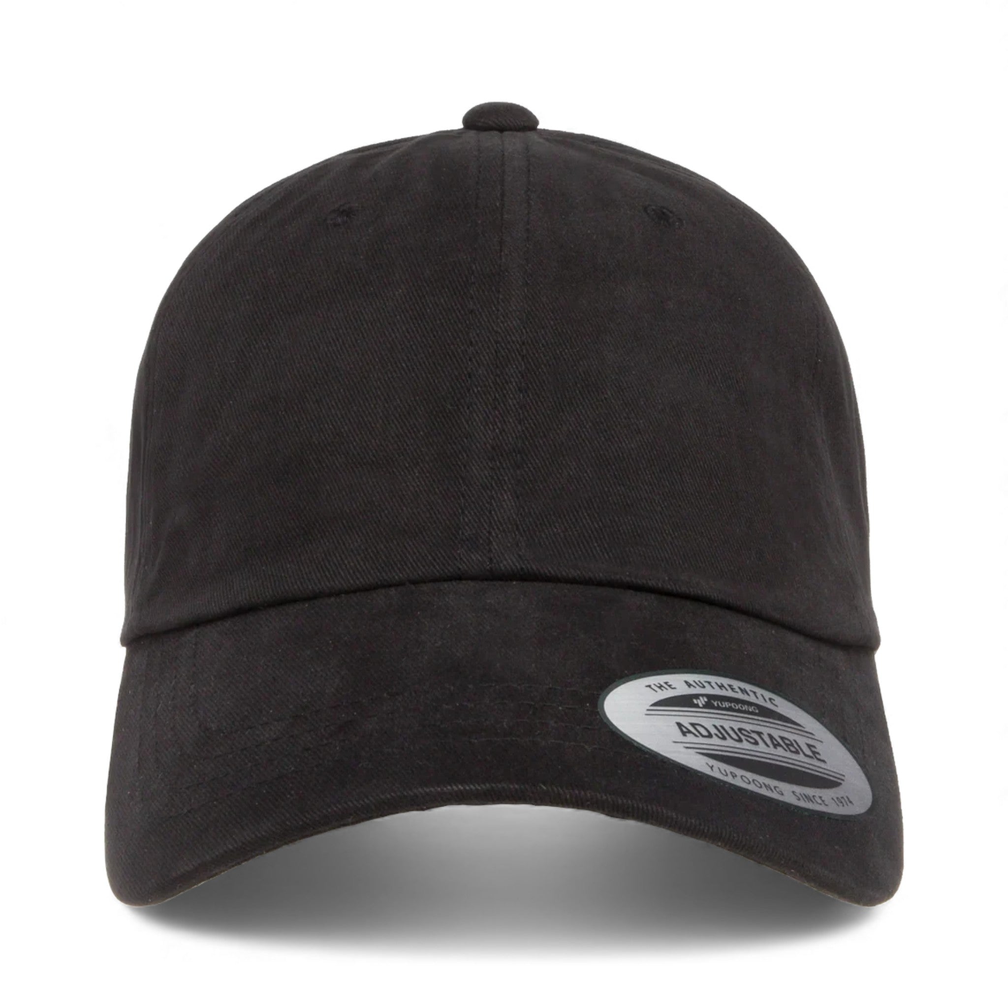 Front view of YP Classics 6245PT custom hat in black