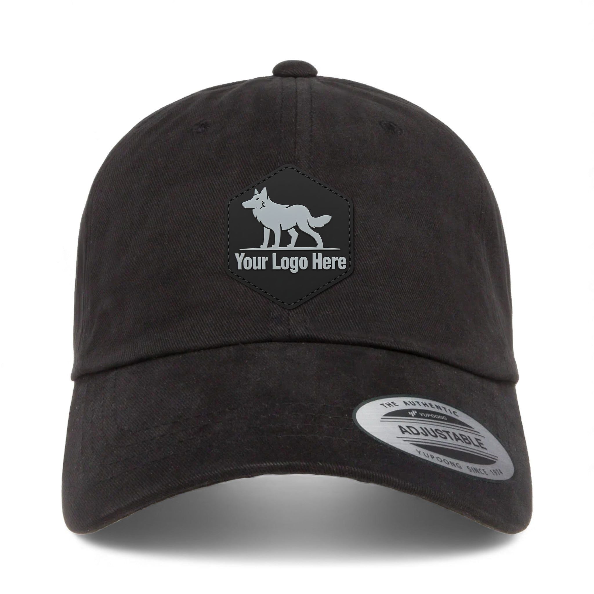 PVC patch preview of YP Classics 6245PT custom hat in black