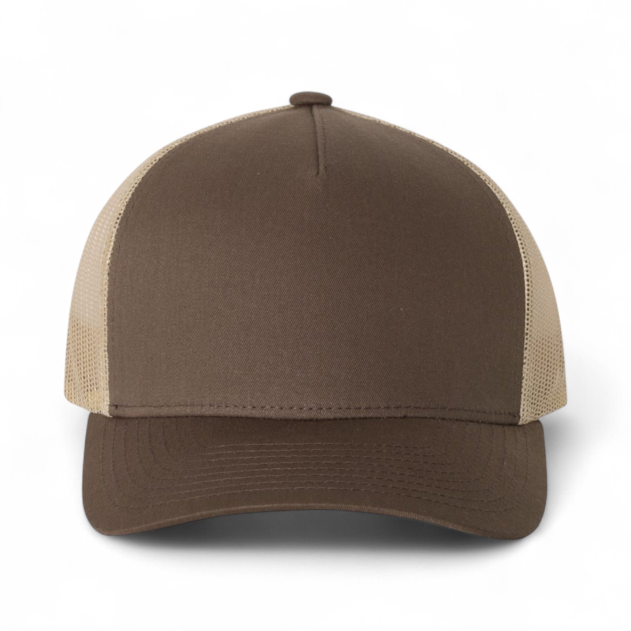 Front view of YP Classics 6506 custom hat in brown and khaki