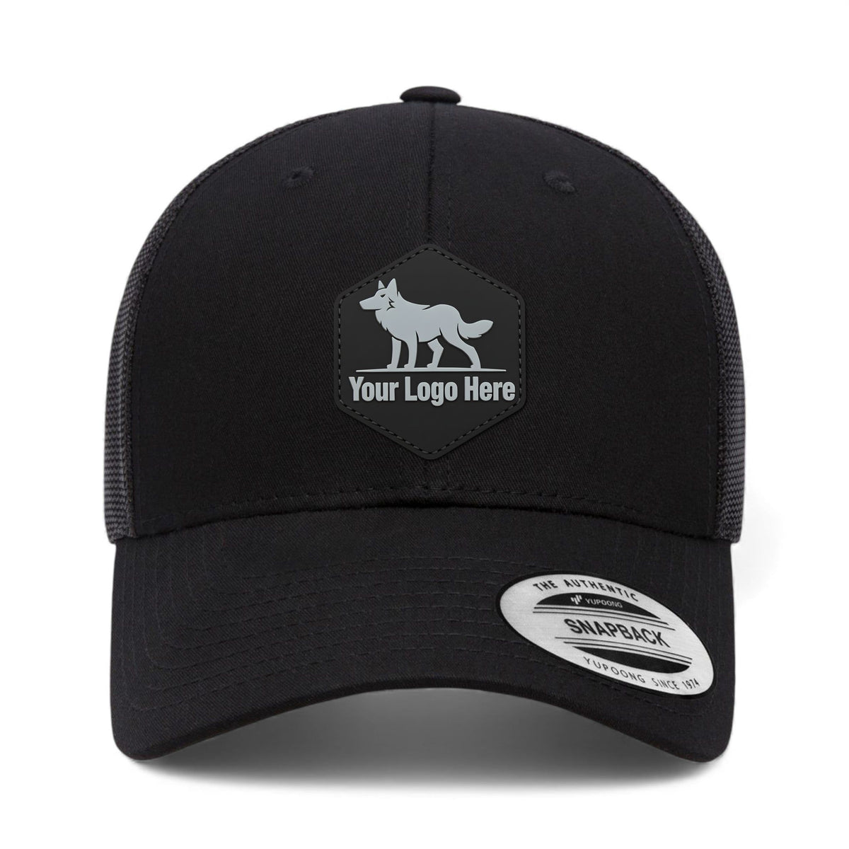 PVC patch preview of YP Classics 6601 custom hat in black