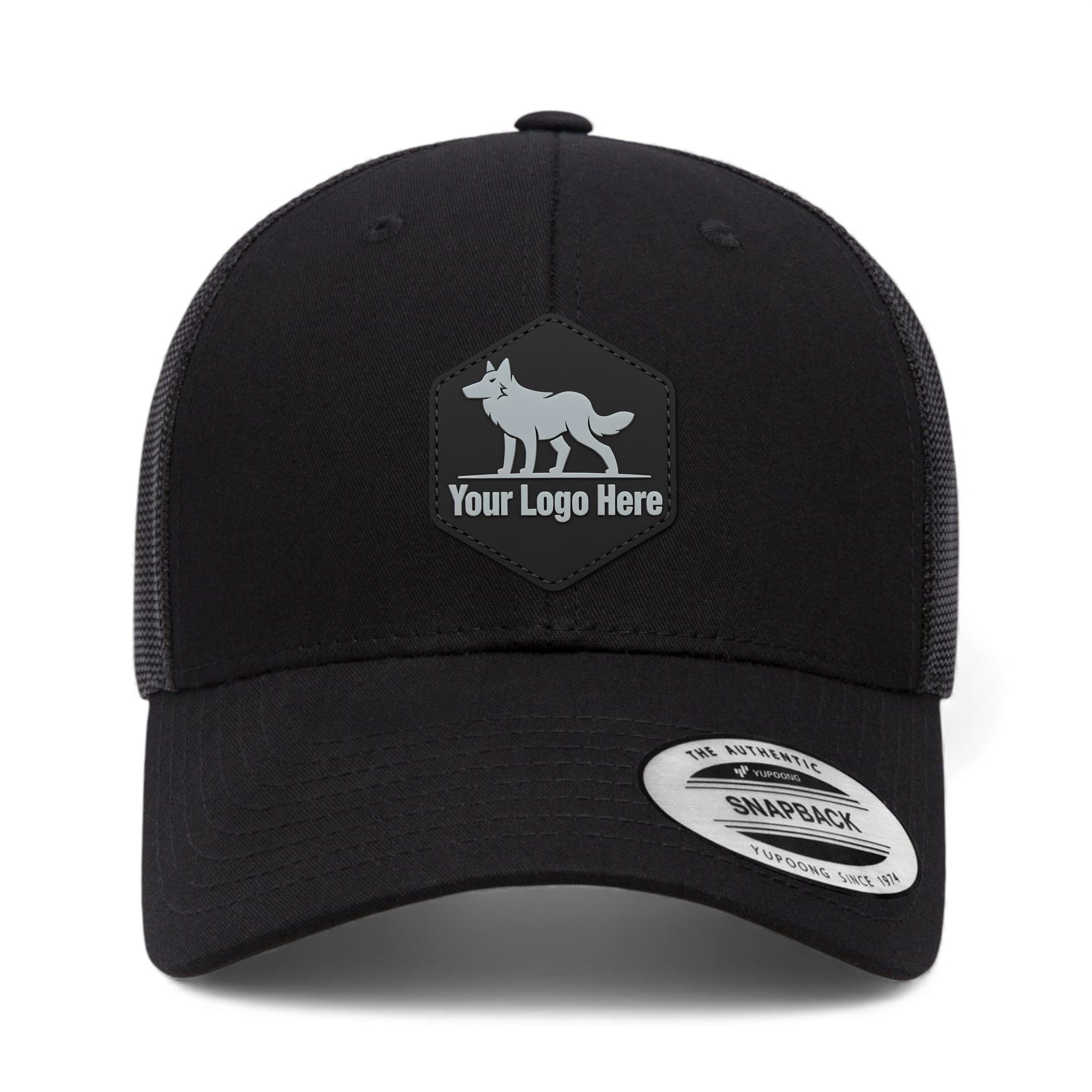 PVC patch preview of YP Classics 6601 custom hat in black
