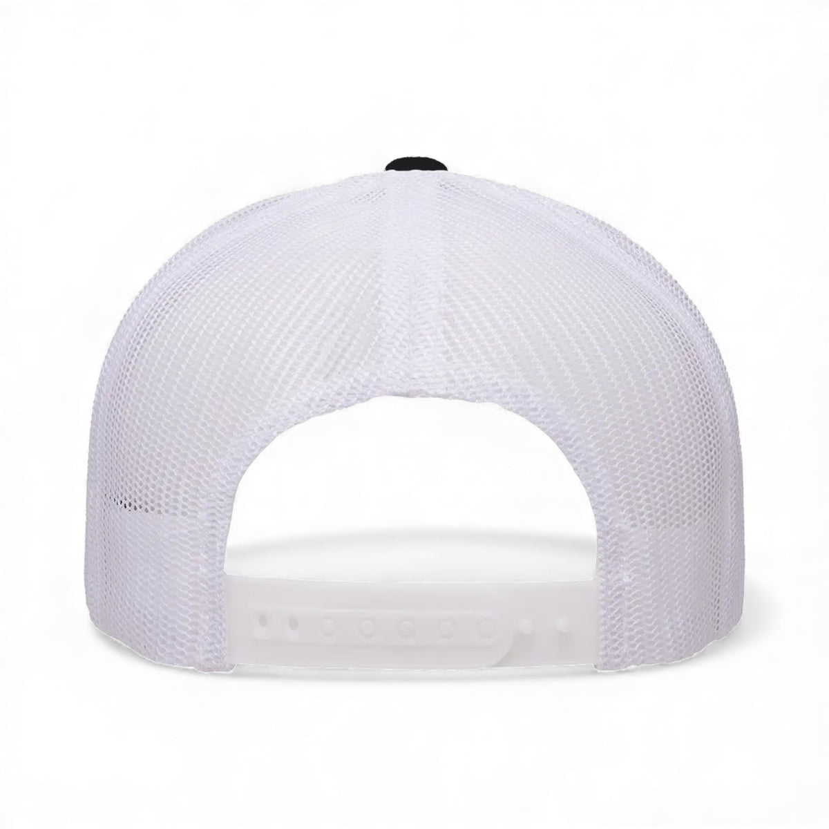 Back view of YP Classics 6606 custom hat in black and white