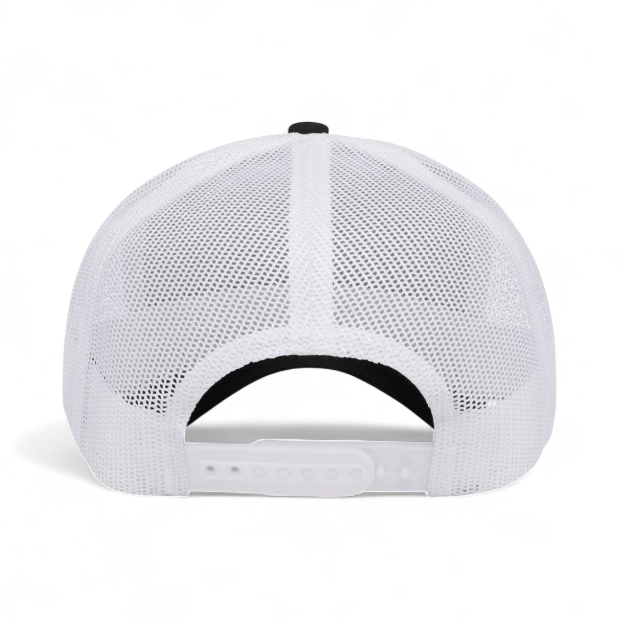 Back view of YP Classics 6606 custom hat in black and white