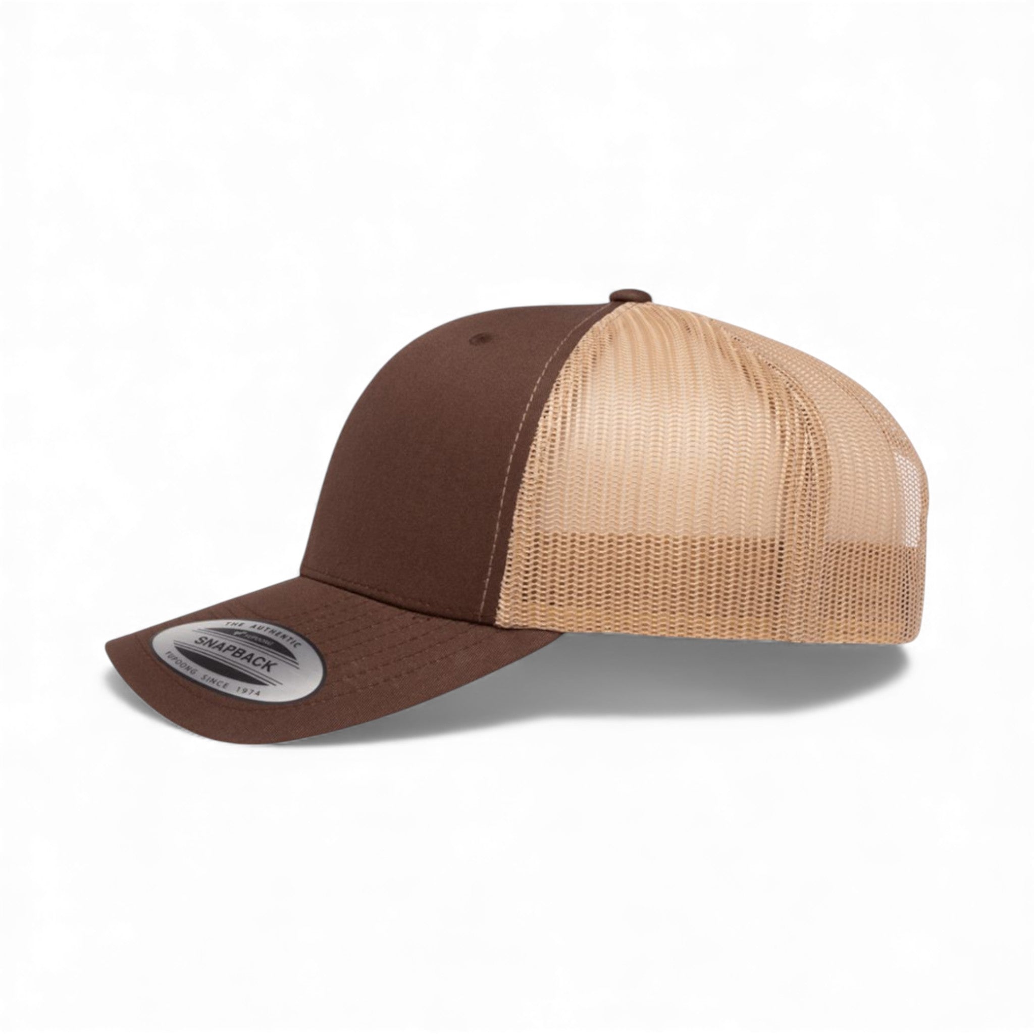 Left side view of YP Classics 6606 custom hat in brown and khaki