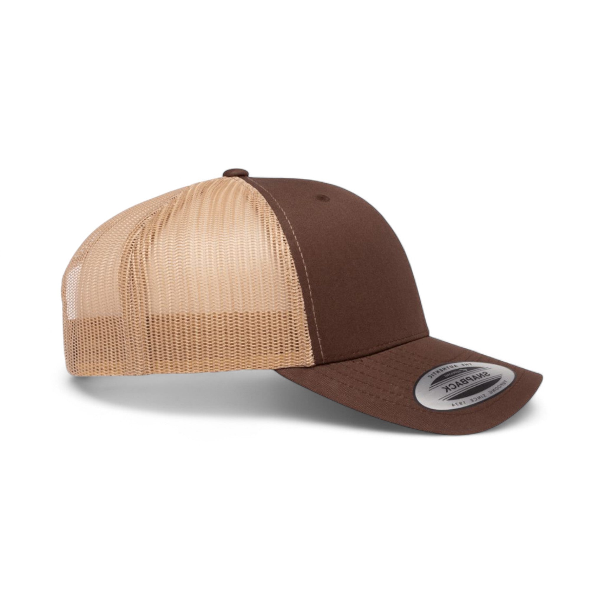 Right side view of YP Classics 6606 custom hat in brown and khaki