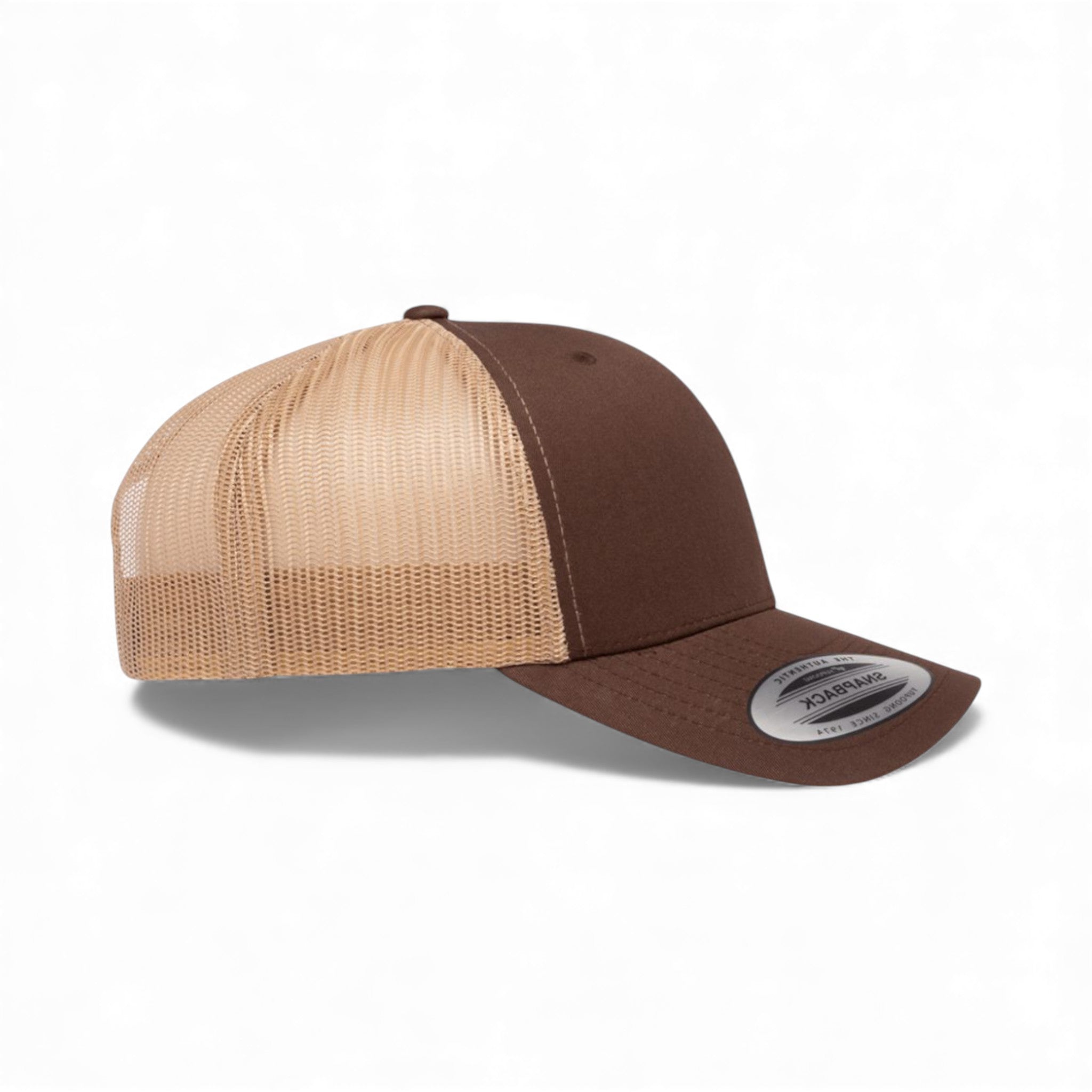 Right side view of YP Classics 6606 custom hat in brown and khaki
